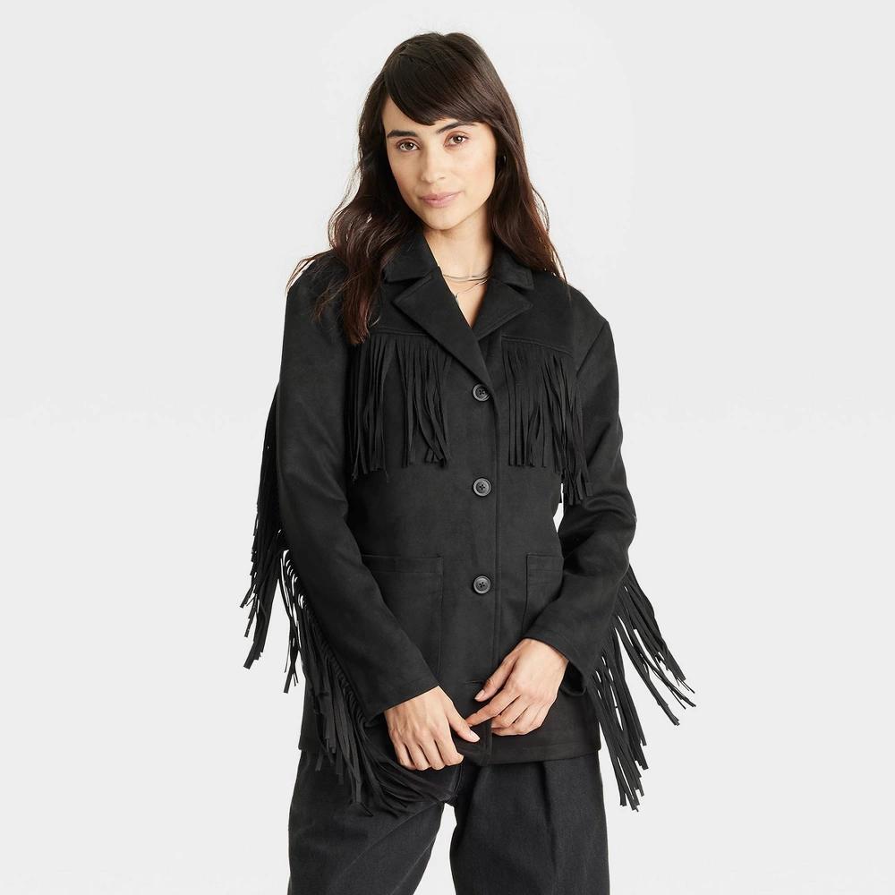 Women's Fringe Jacket - Universal Thread™ Black Product Image