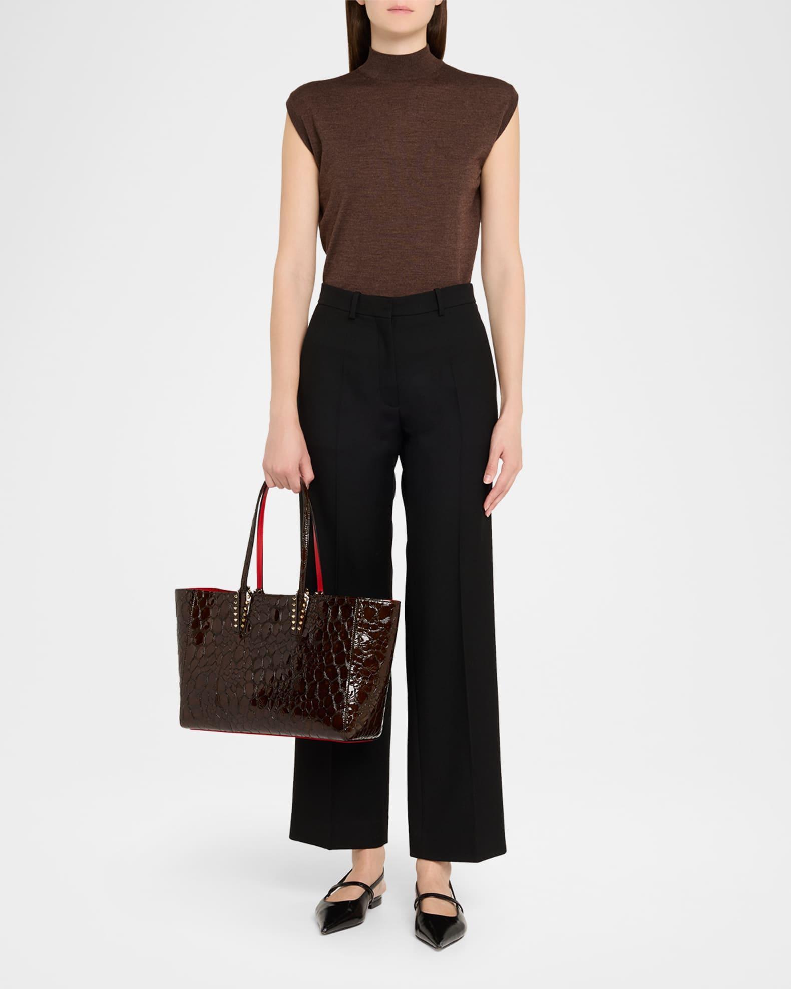 Cabata Small Tote Bag in Glossy Croc-Embossed Leather Product Image