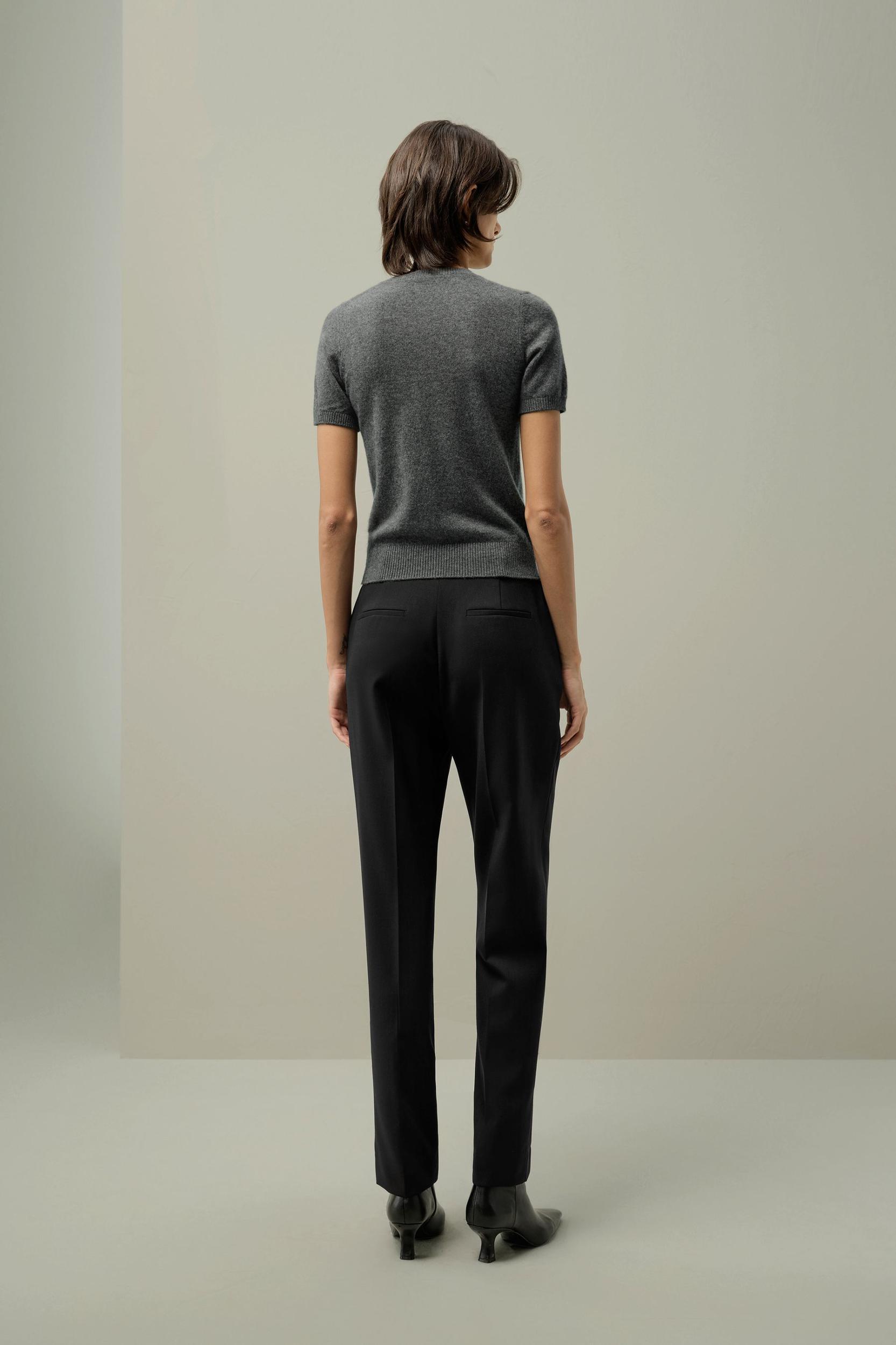 LILYSILK Women's Cashmere Fitted Short Sleeve Top, 100% Pure Cashmere, Soft & Breathable, Medium Gray, XL Product Image