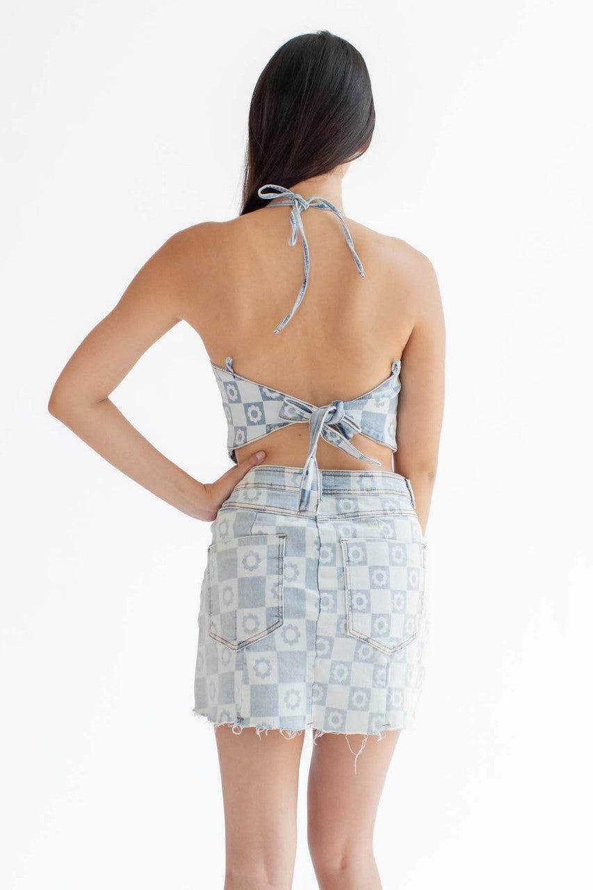 Light Daisy Denim Halter Top Product Image
