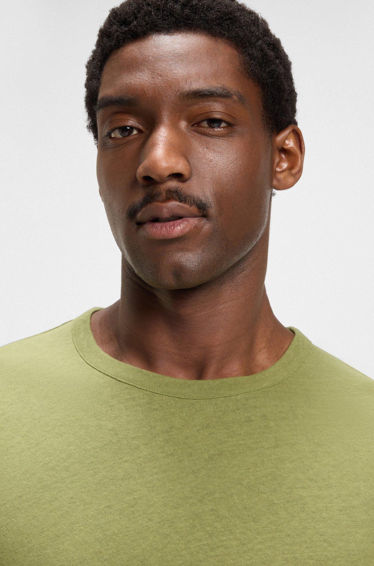 BOSS - Regular-fit T-shirt in cotton and linen - Green Product Image