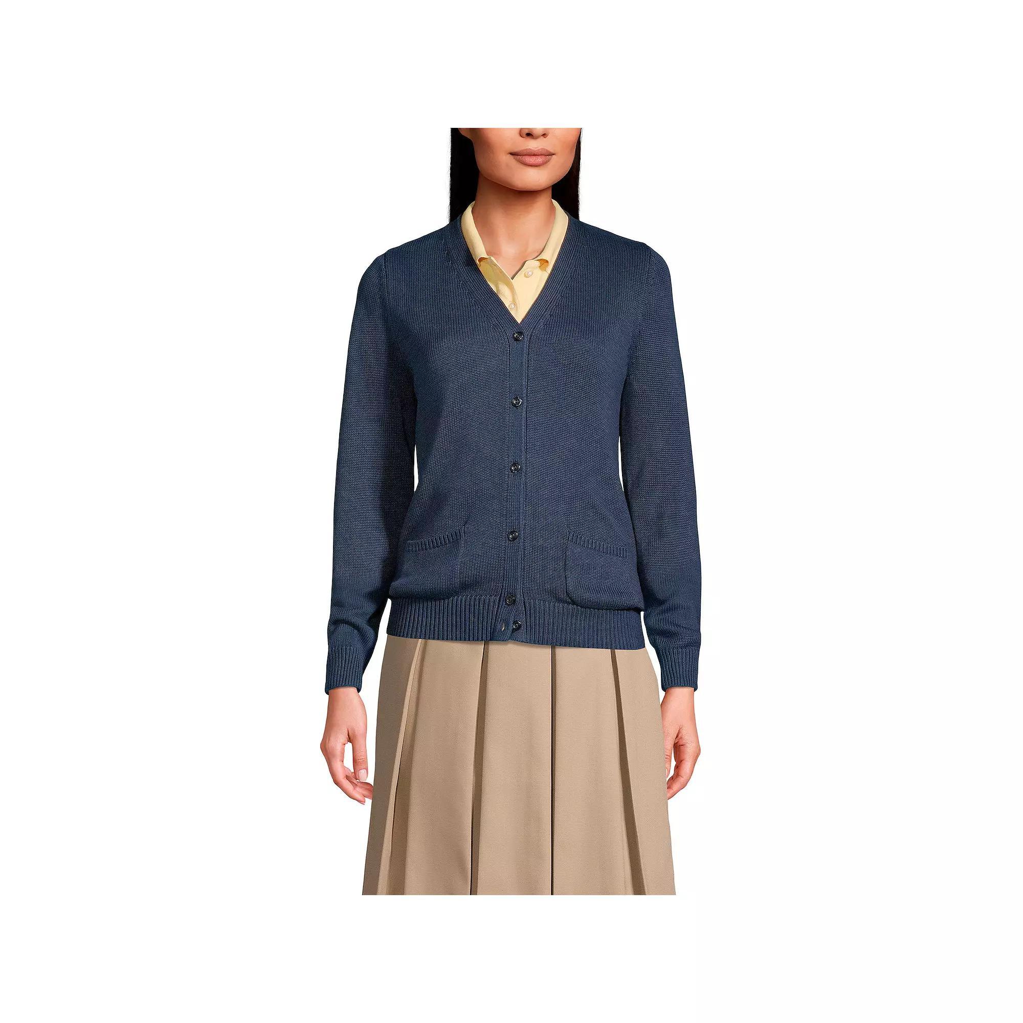 Women's Lands' End School Uniform Button Front V-Neck Cardigan Sweater,  Product Image