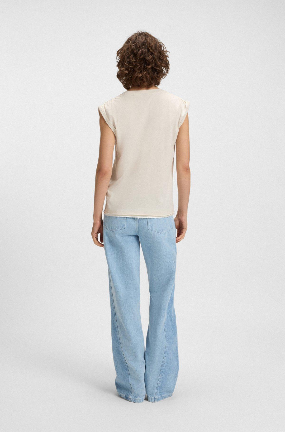 BOSS - Cotton-jersey top with crystal logo - White Product Image