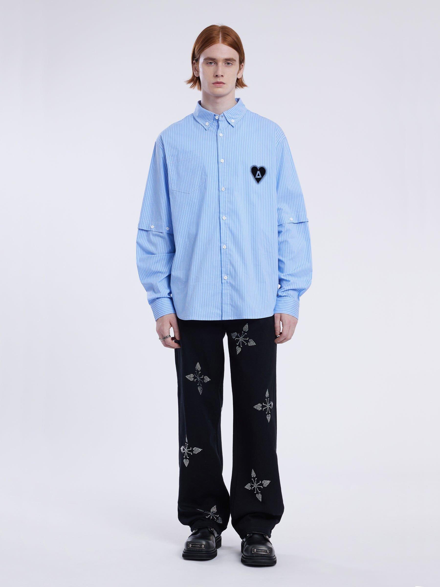 City Of Love Detachable Sleeve Striped Long Sleeve Shirt Product Image