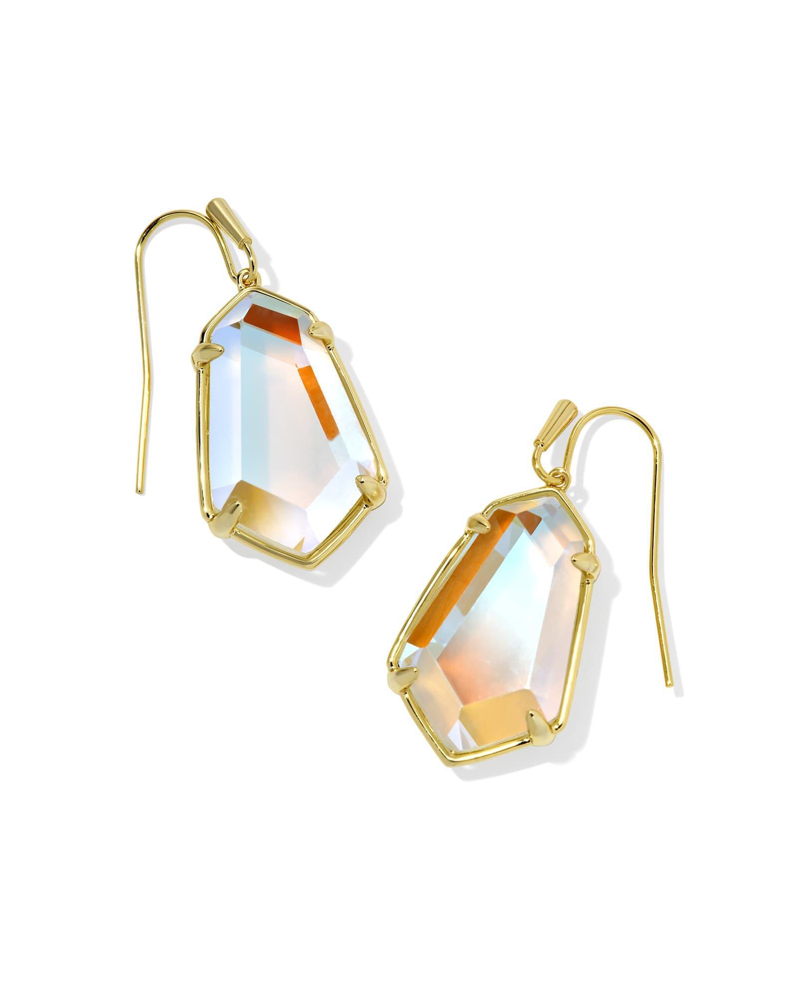 Alexandria Gold Drop Earrings in Red Glass Product Image