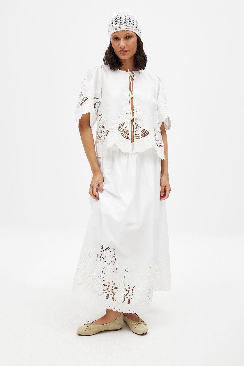 Broderie Anglaise Midi Skirt Product Image