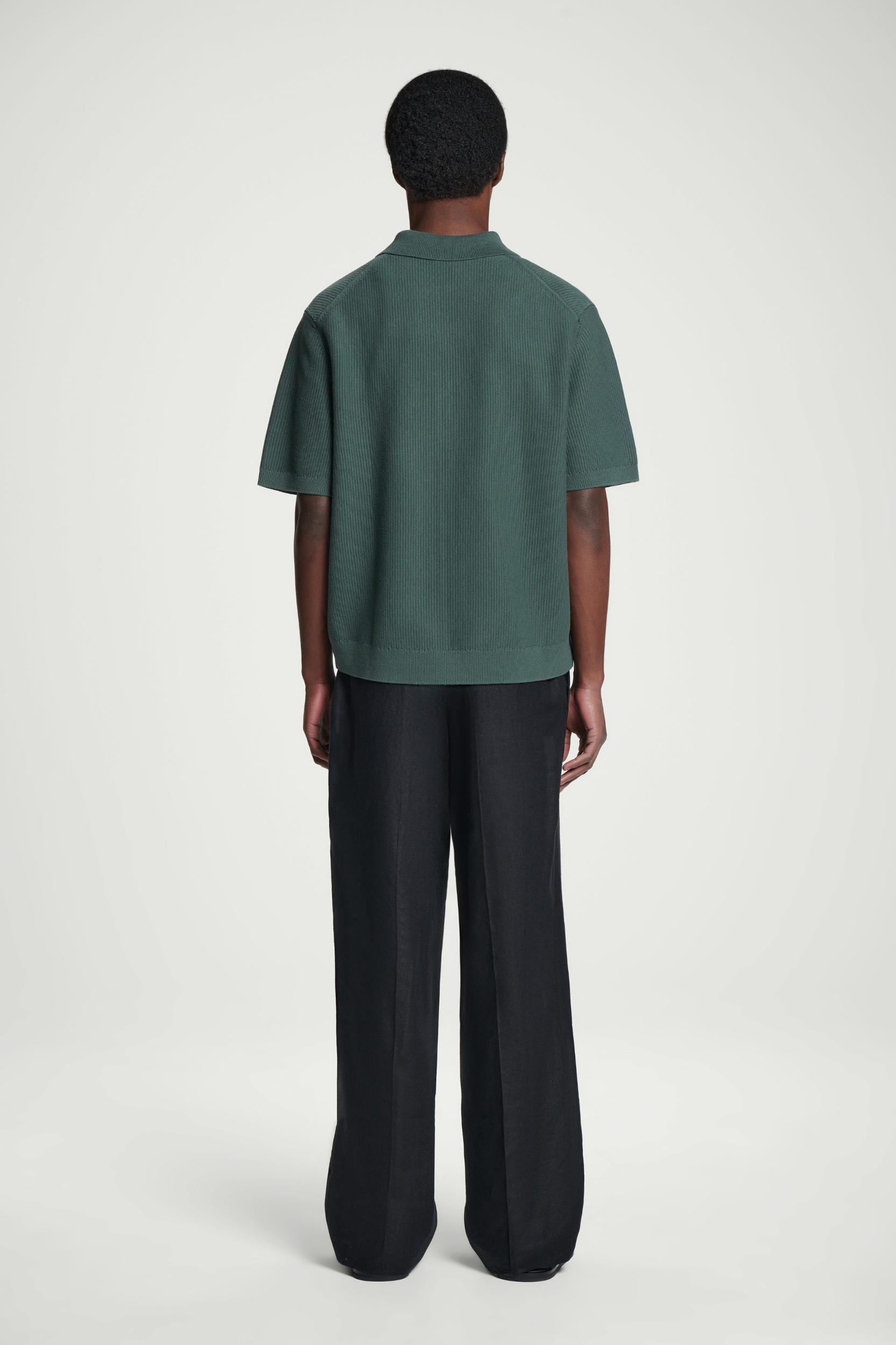 WAFFLE-KNIT COTTON ZIPPED SHIRT Product Image