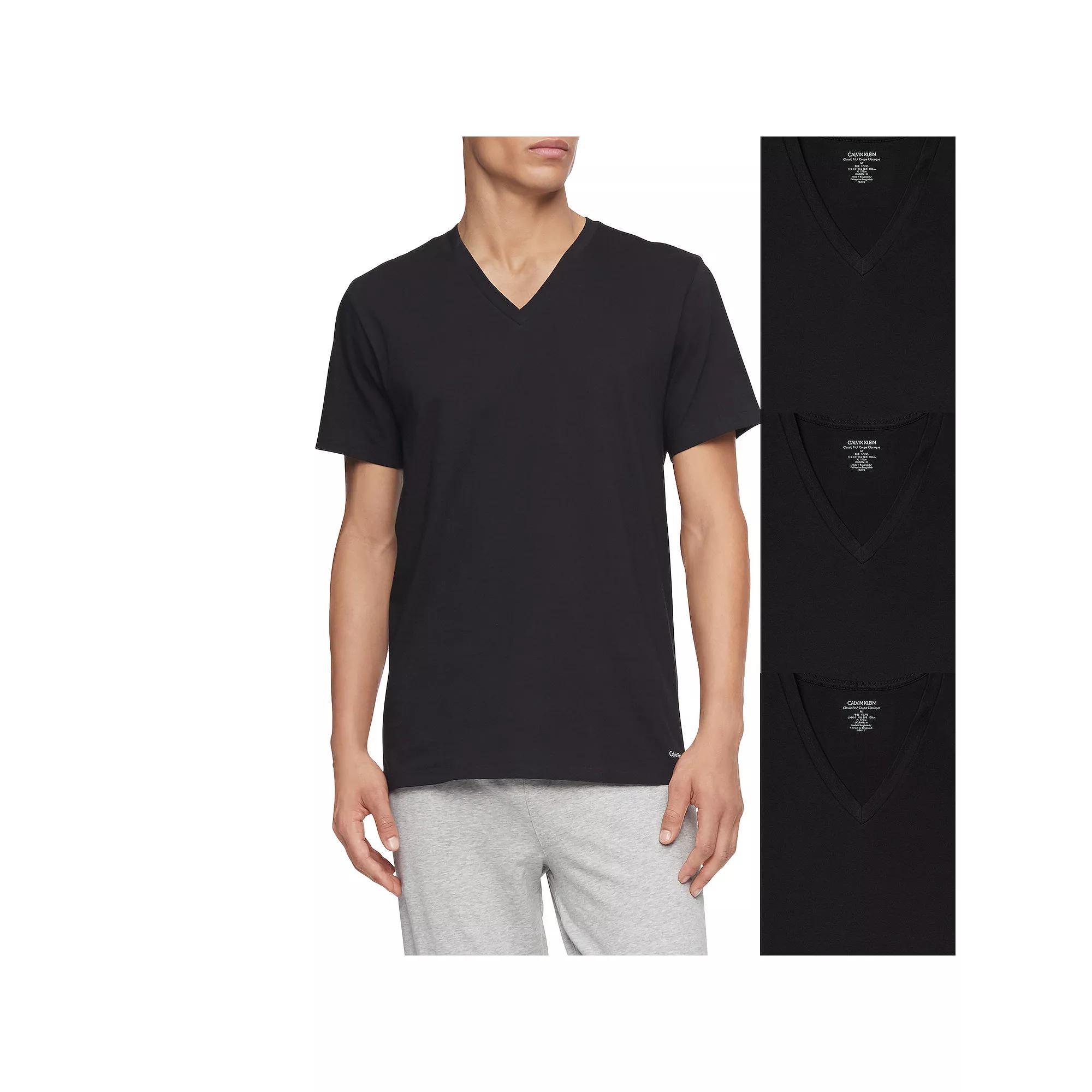 Men's Calvin Klein Classics 3-pack V-neck Tee, Size: Small, Black Product Image