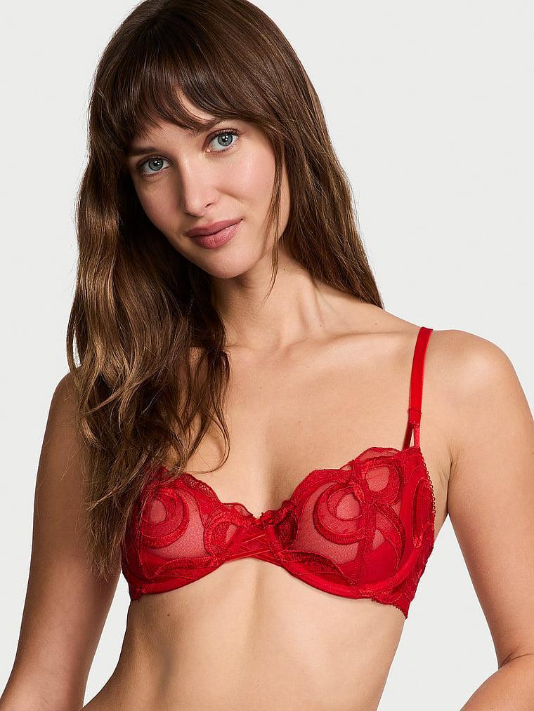 Wicked Tied-with-a-Bow Embroidery Unlined Balconette Bra Product Image