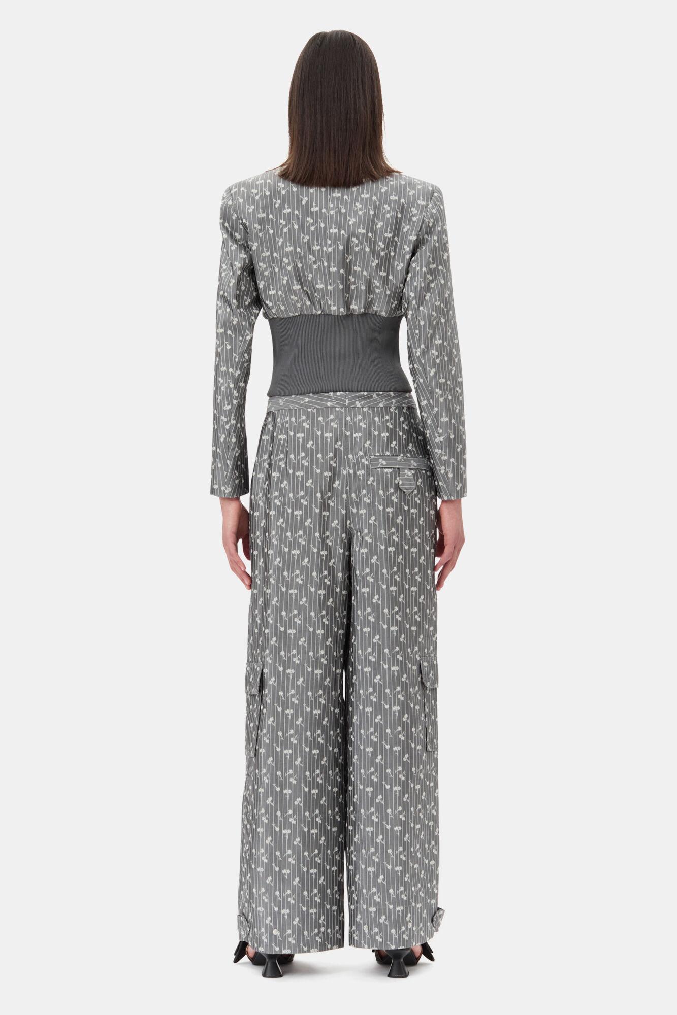 Grey Jacquard Cropped Blazer Product Image