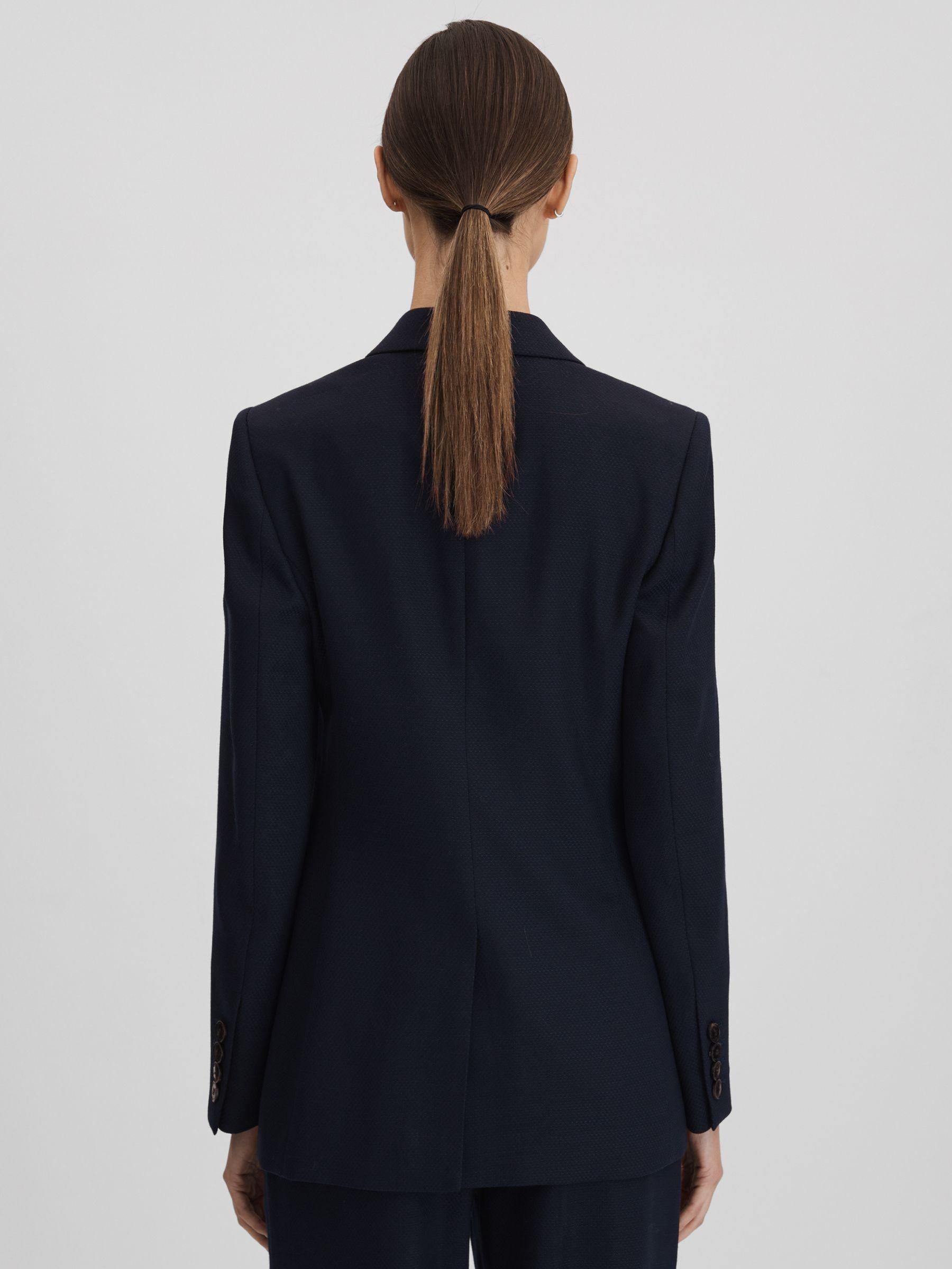 Wool Blend Double Breasted Suit Blazer in Navy Product Image