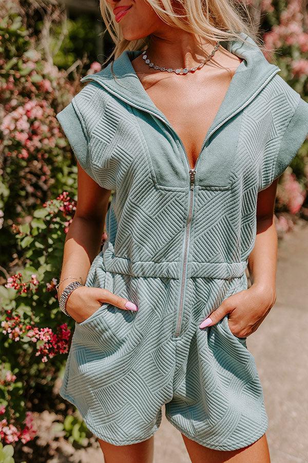 Coffee Run Cutie Romper in Light Teal Product Image