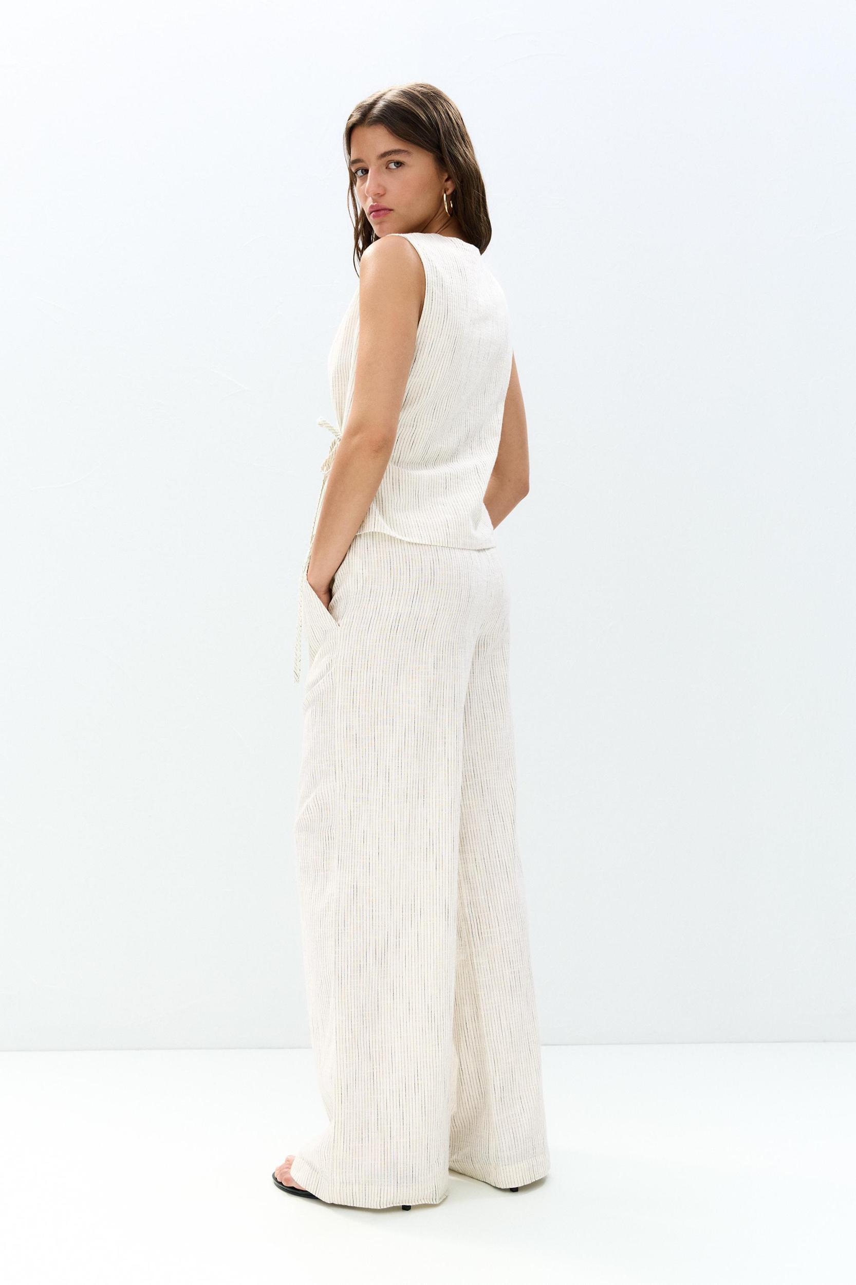 Rustic striped crossover top Product Image