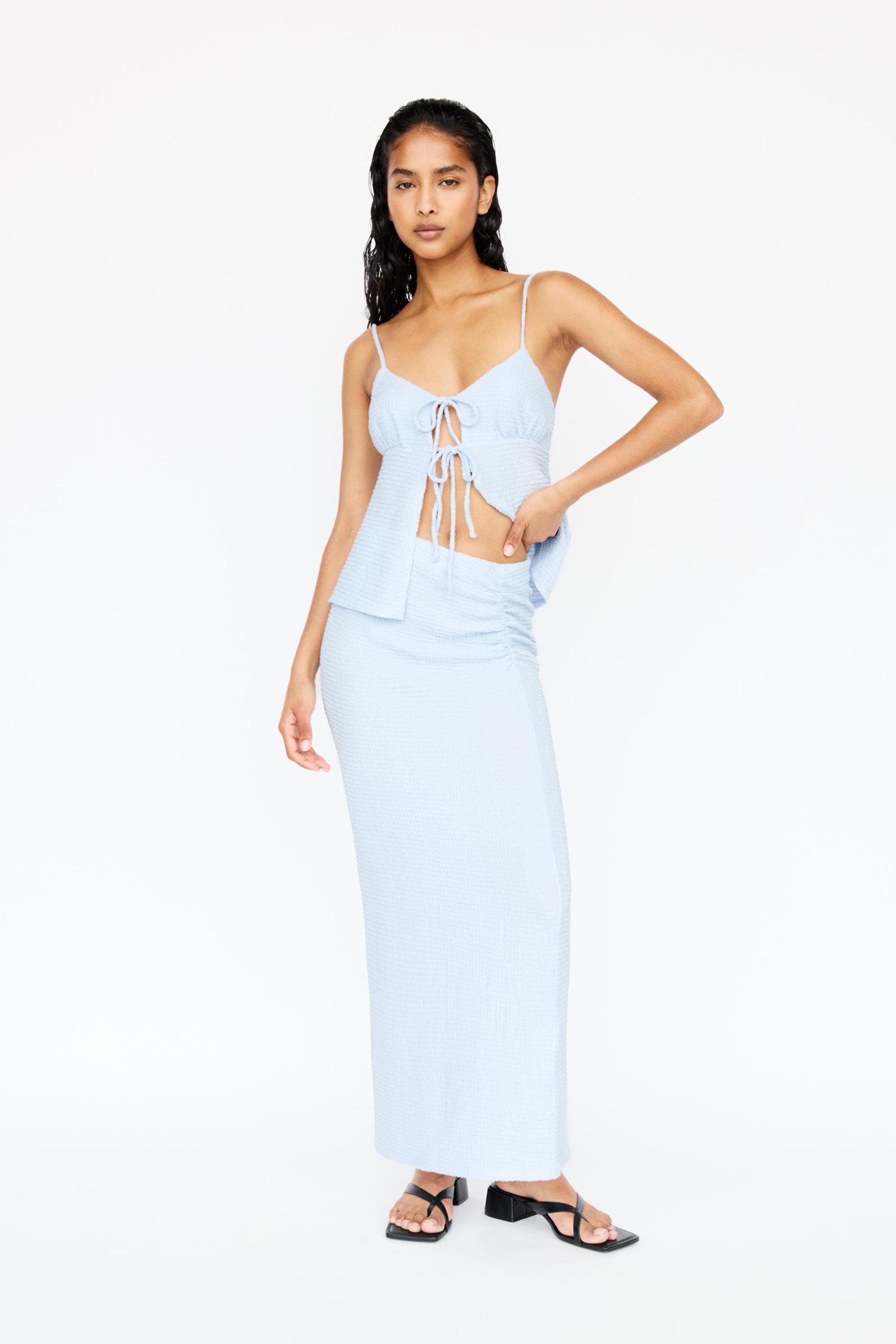 Midi skirt with gathered waist Product Image