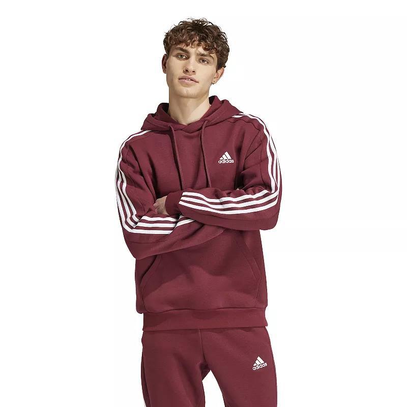 adidas Essentials Fleece 3-Stripes Hoodie (Shadow ) Men's Clothing Product Image