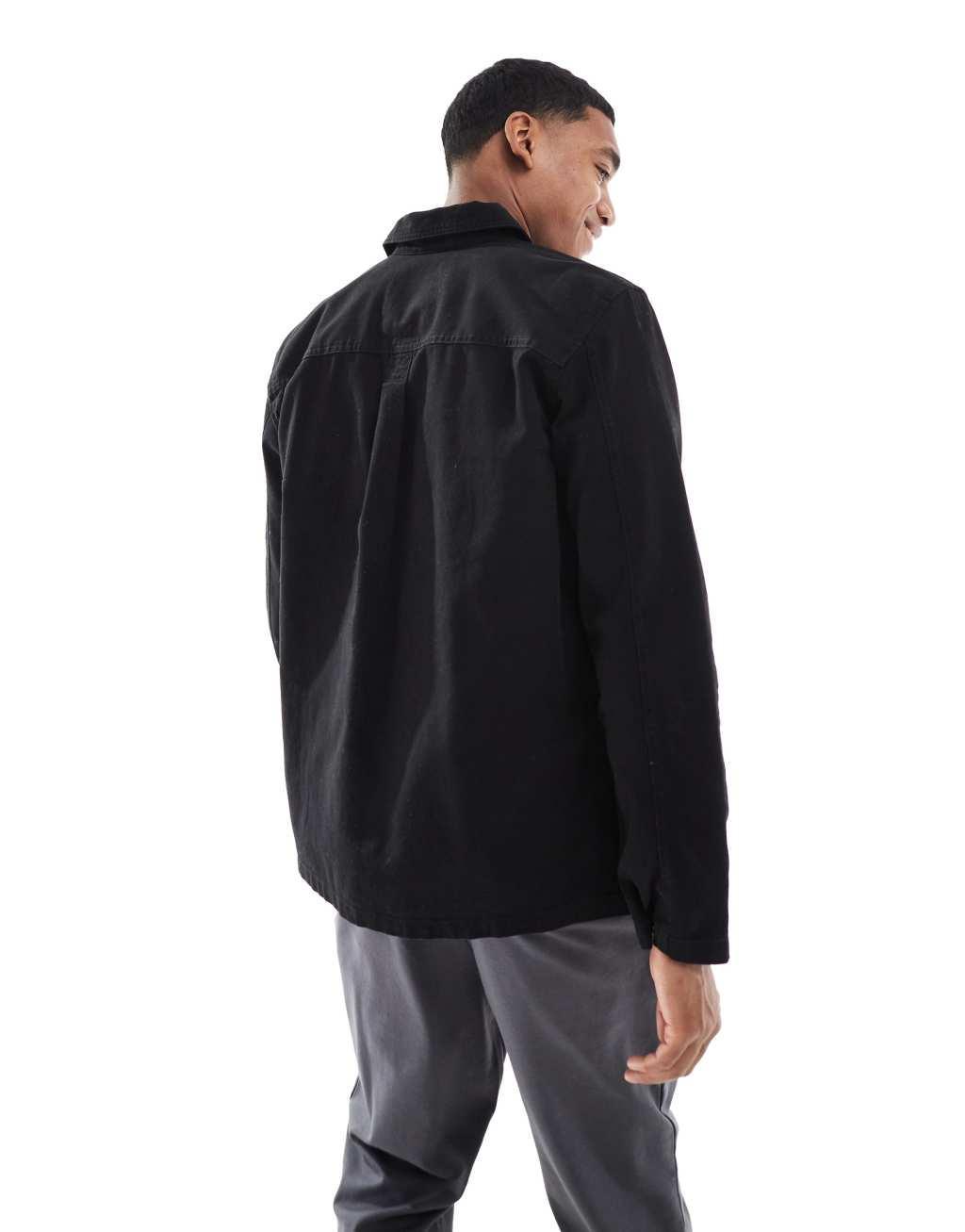 ONLY & SONS canvas utility overshirt in black Product Image