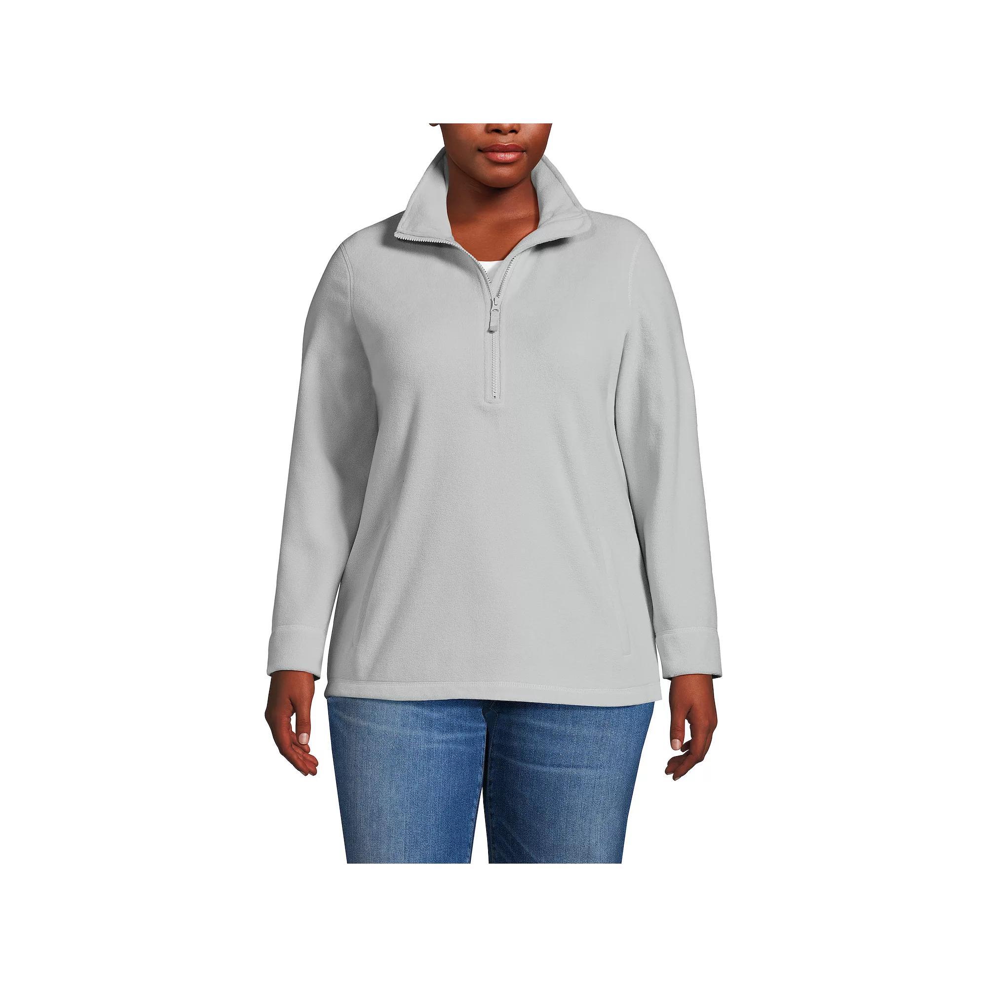 Plus Size Lands' End Quarter Zip Anyweather Fleece Pullover Tunic, Women's, Size: 3XL, White Product Image