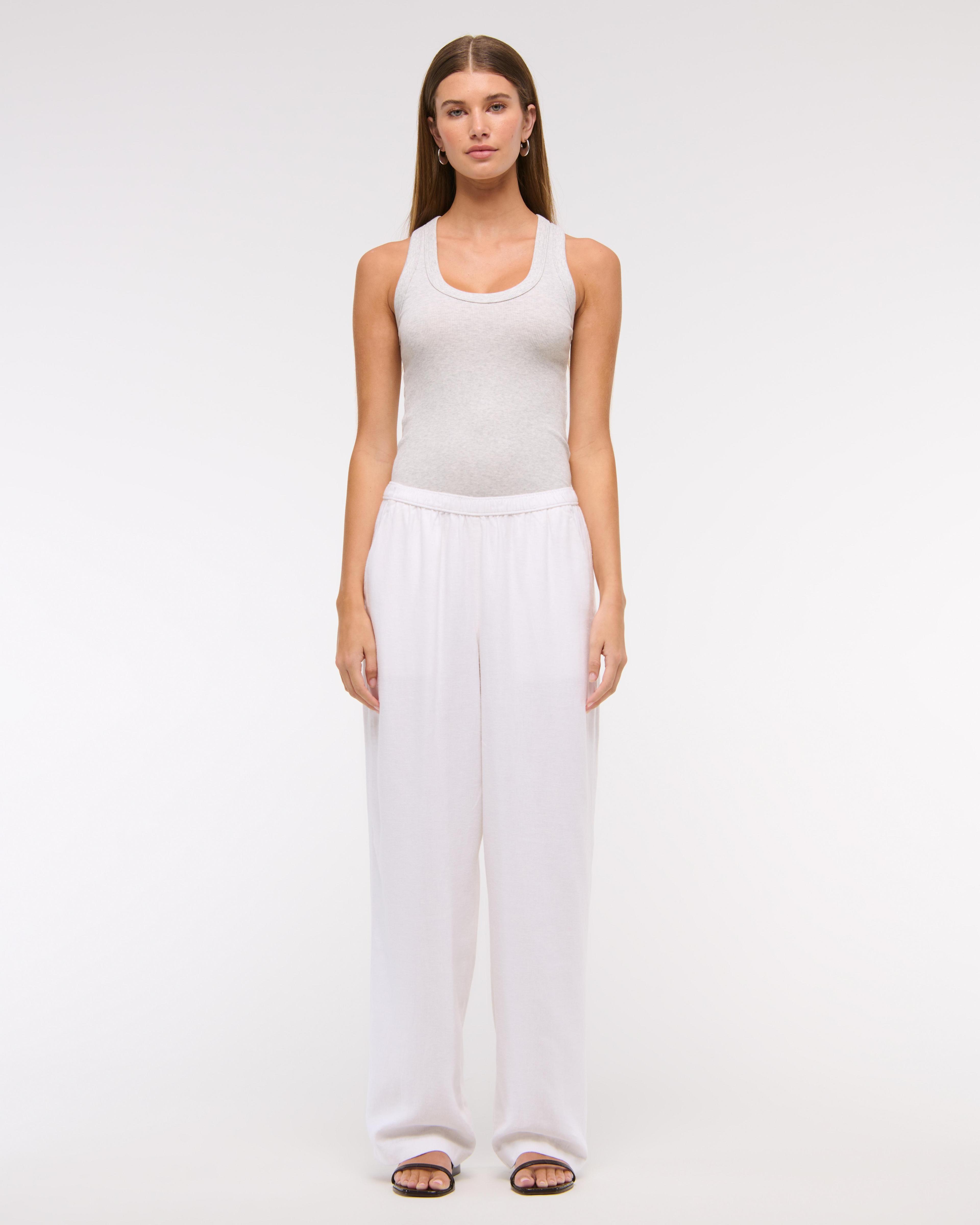 Straight Linen-Blend Pull-On Pant Product Image