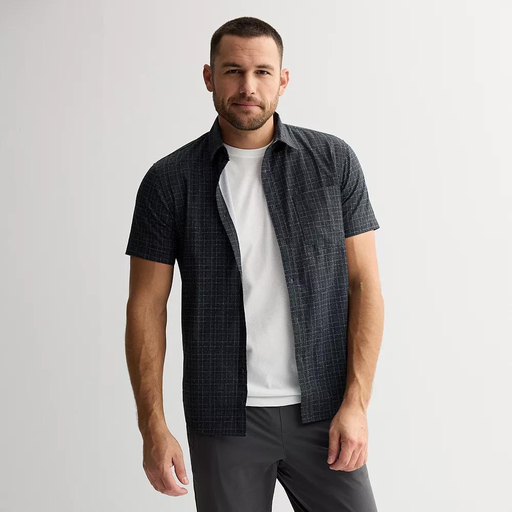 Men's FLX Performance Untucked-Fit Short Sleeve Button Down Shirt, Size: Small, Bayou Blue Product Image