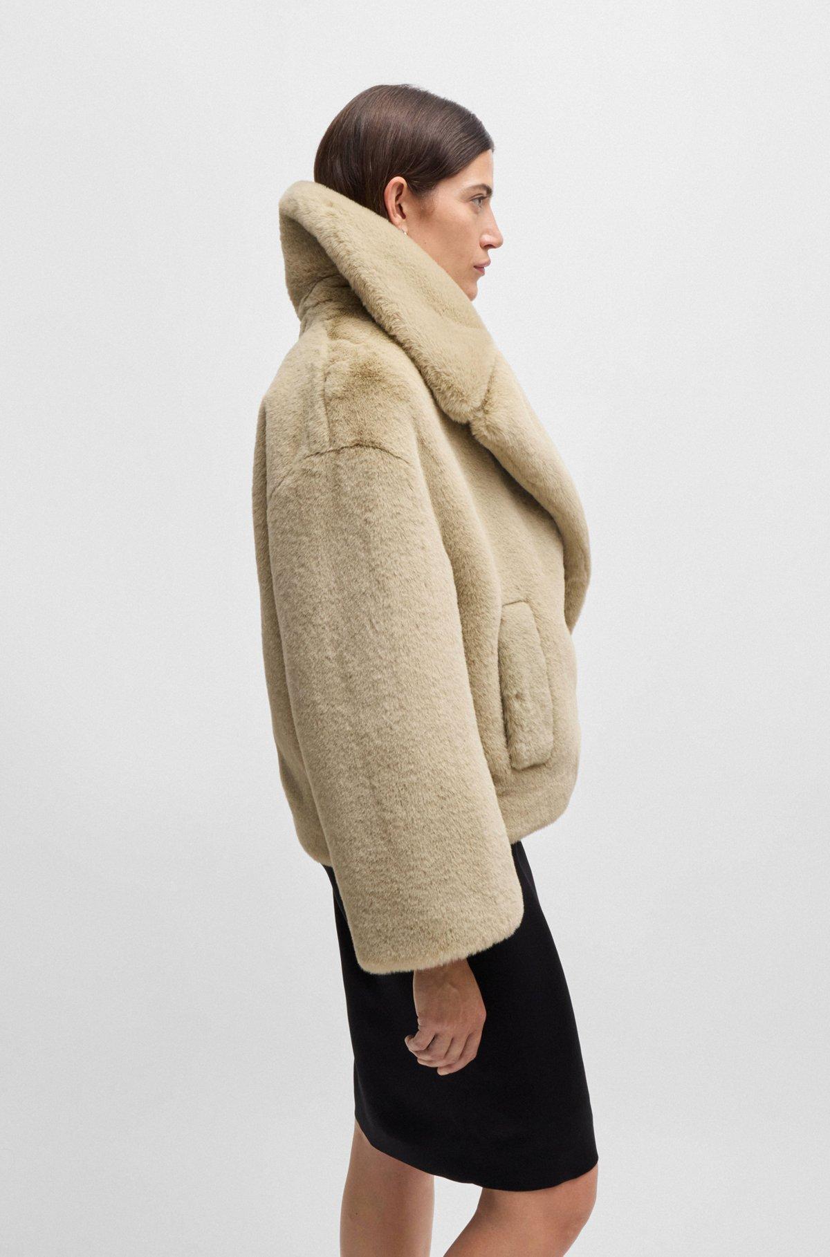 Cropped coat in plush teddy fabric Product Image