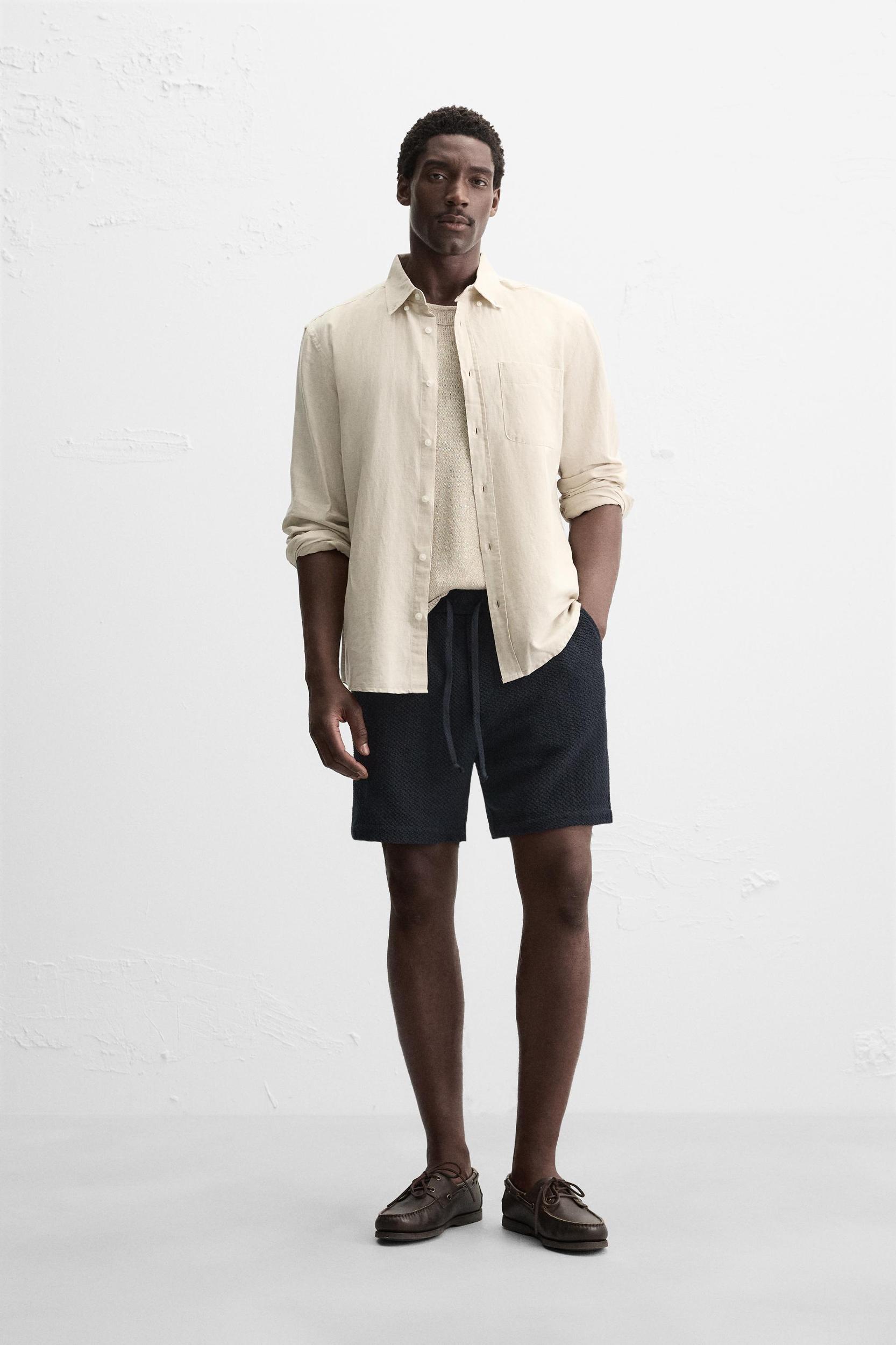 TEXTURED REGULAR FIT BERMUDA SHORTS Product Image