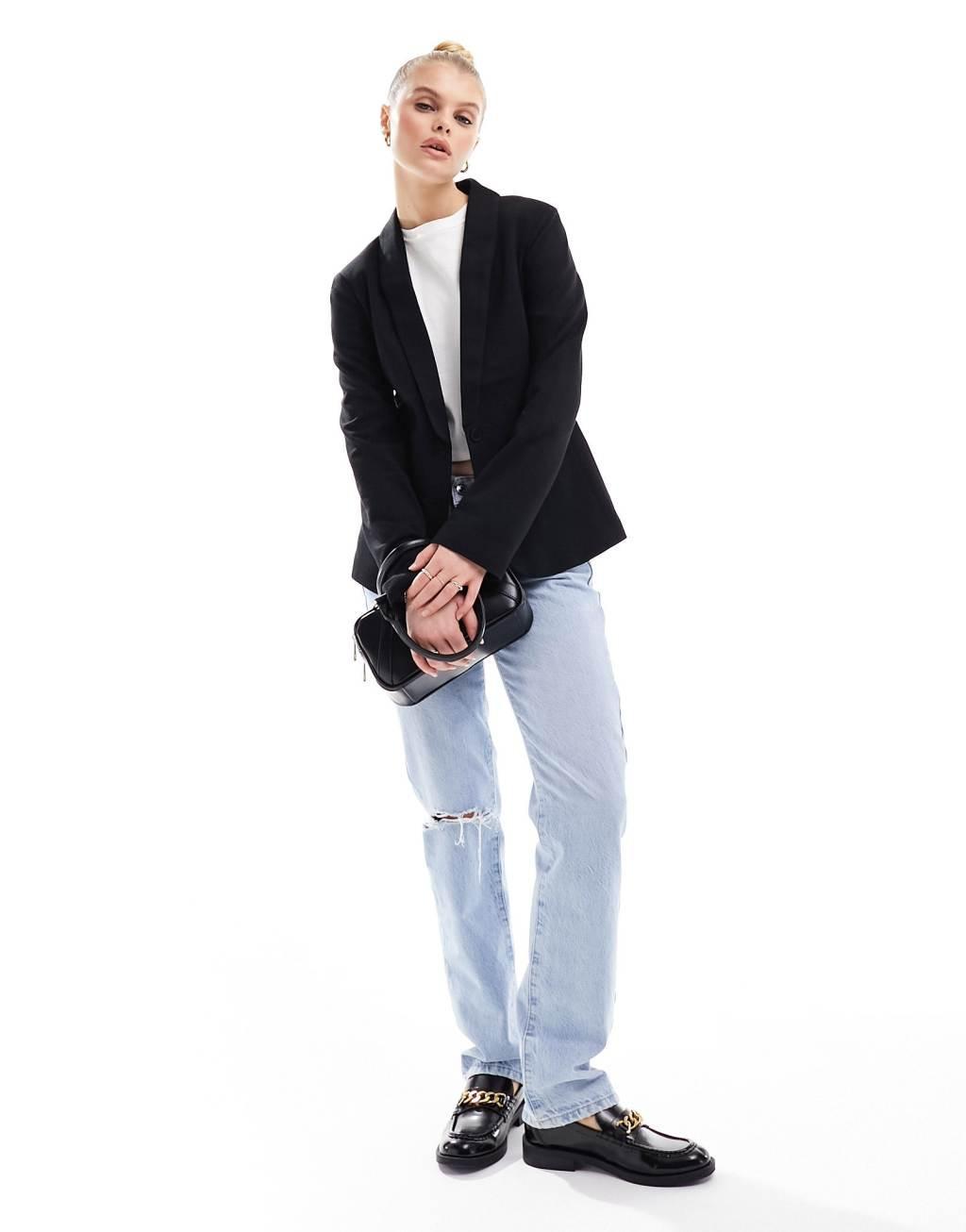 Vero Moda stretch jersey lined blazer in black Product Image