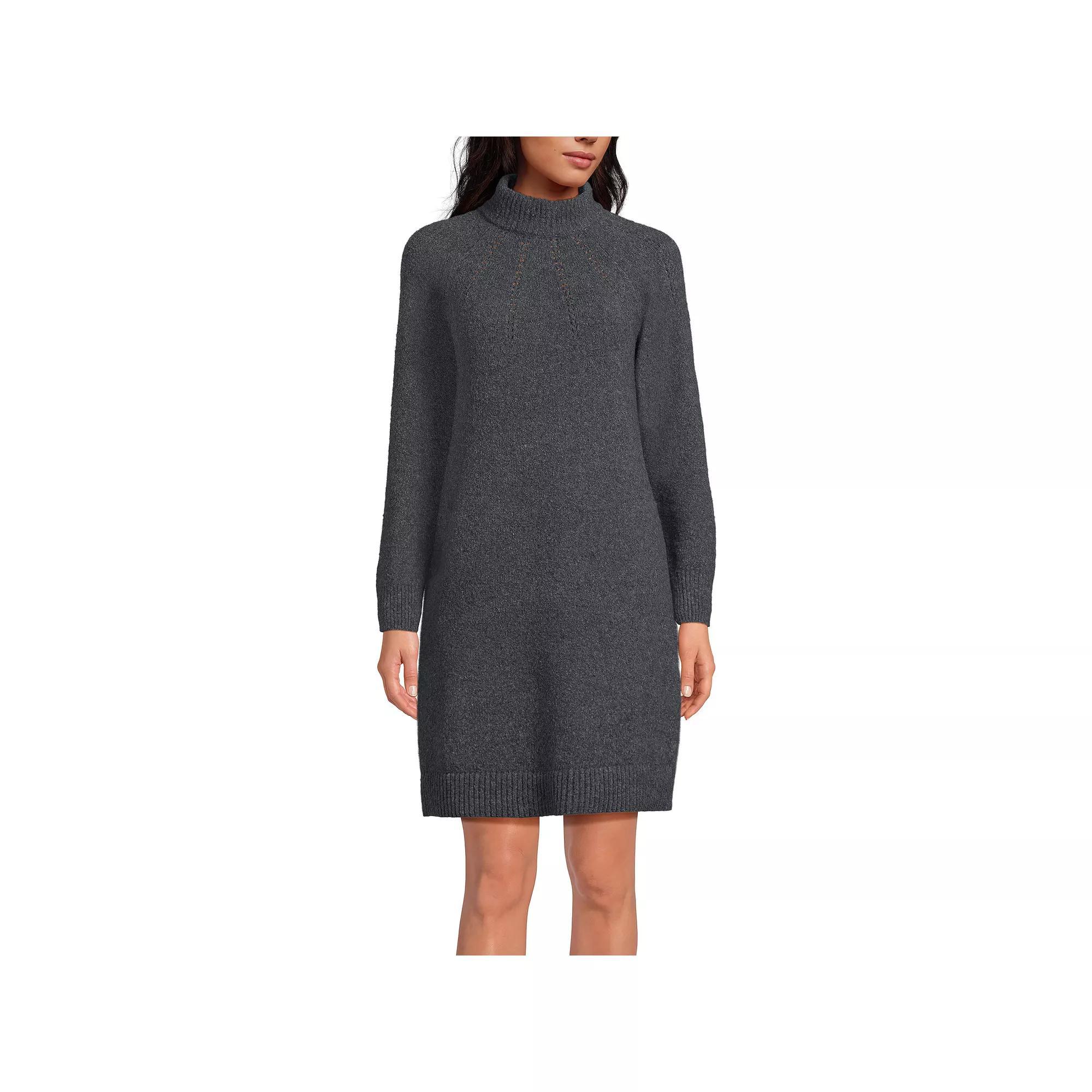 Women's Lands' End Boucle Long Sleeve Mock Neck Sweater Dress, Size: XS, Vicuna Grey Product Image