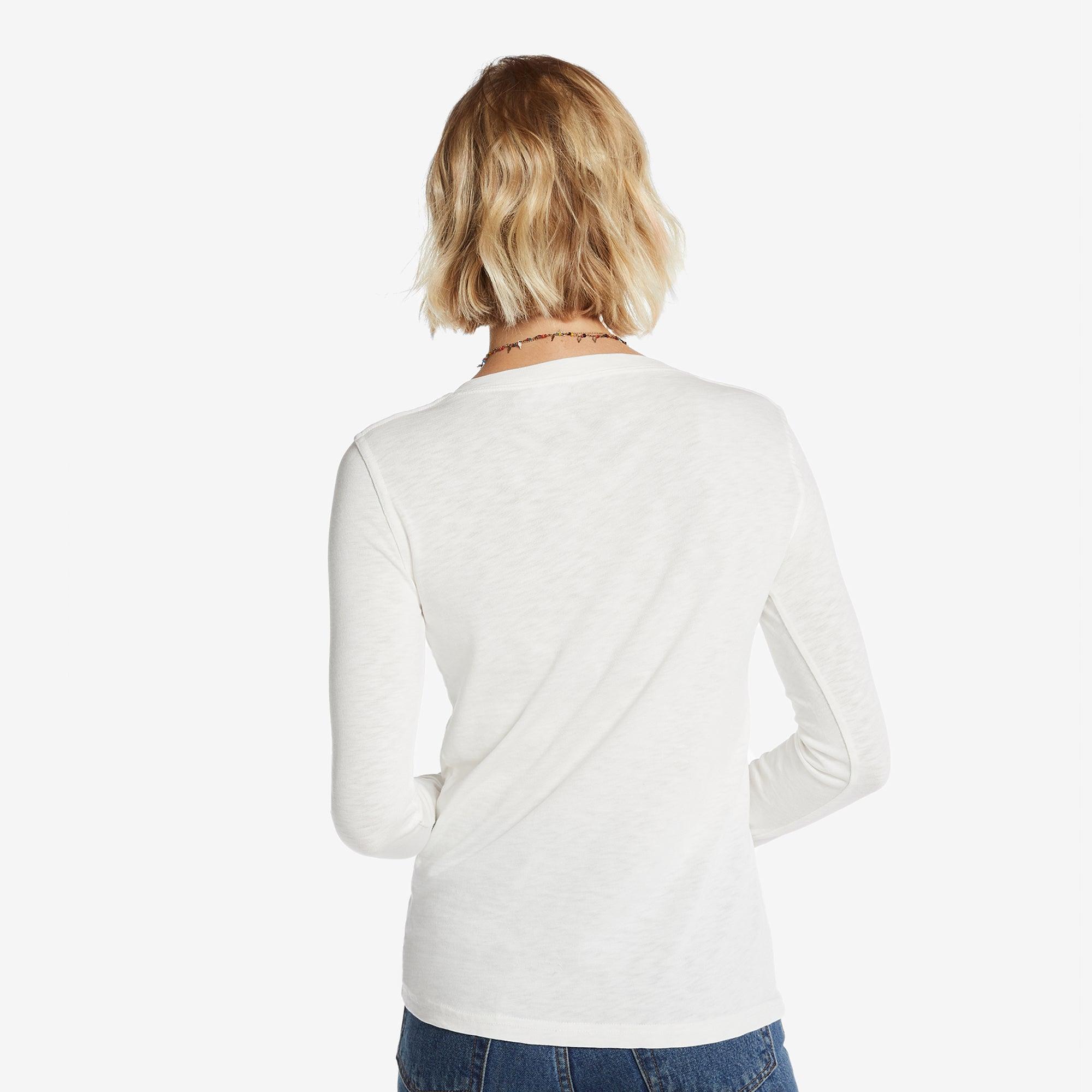 Premium Slub Henley Tee Long Sleeve - Bone Female Product Image