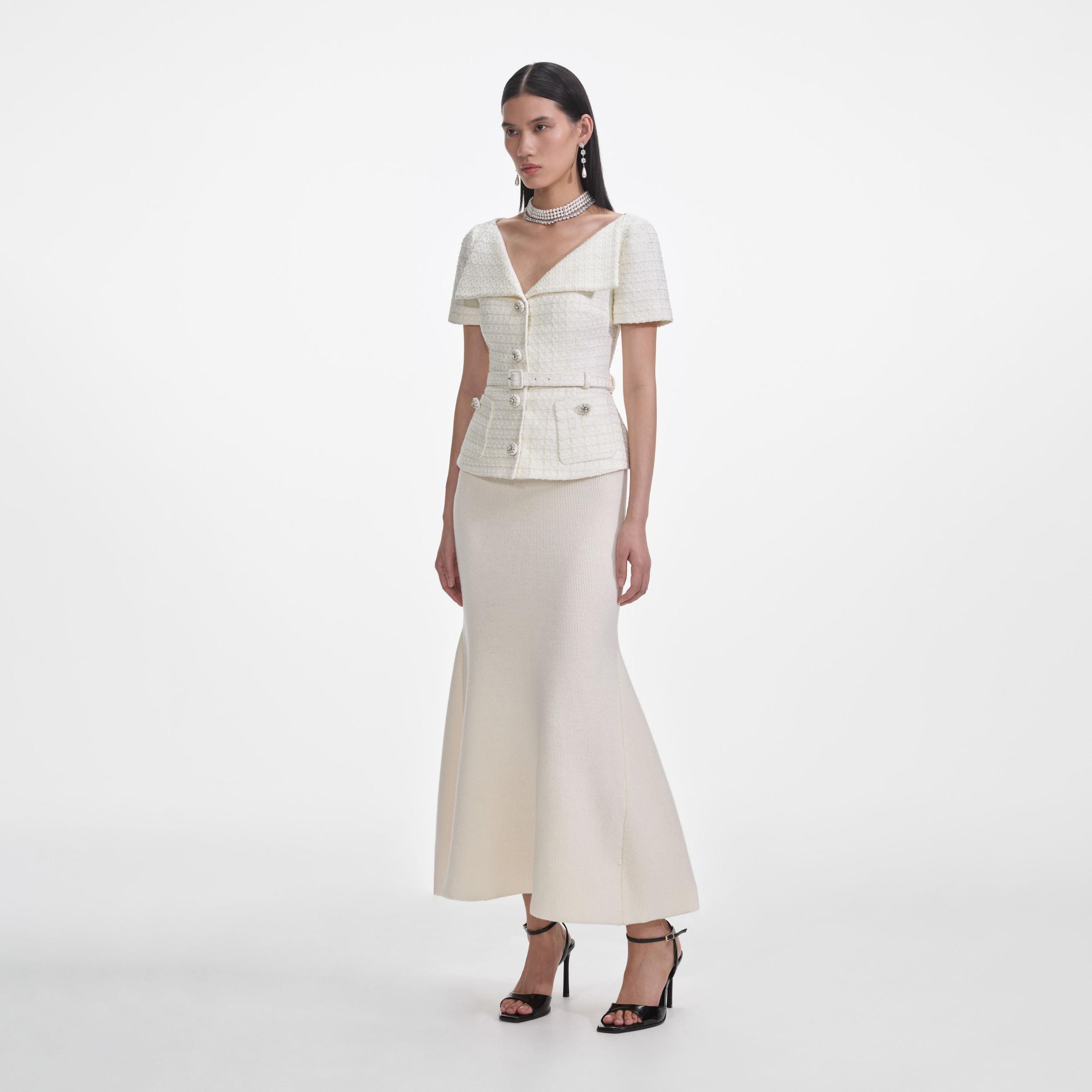 Cream Boucle Top Product Image