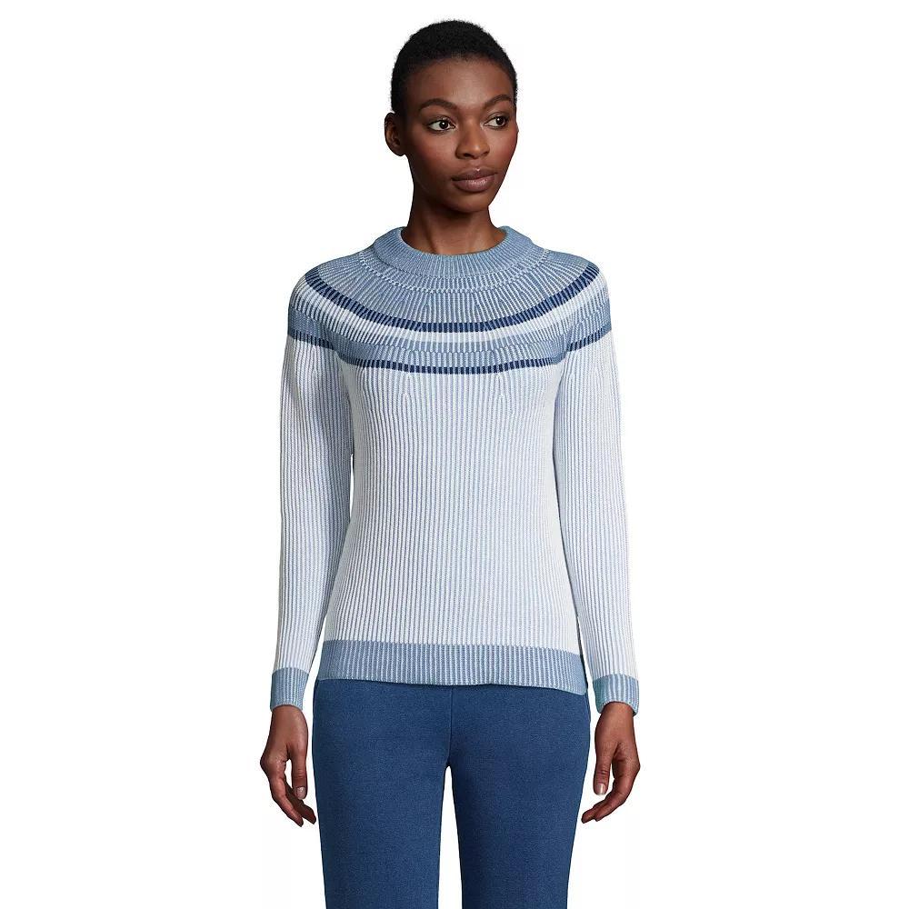 Women's Lands' End Drifter Shaker Crewneck Sweater, Size: Medium, Blue Plaited Stripe Product Image