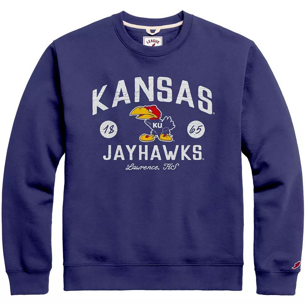 Men's League Collegiate Wear Royal Kansas Jayhawks Bendy Arch Essential Pullover Sweatshirt,  Product Image