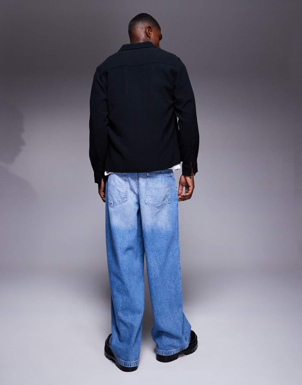 ASOS DESIGN super baggy jeans with carpenter details in light wash Product Image