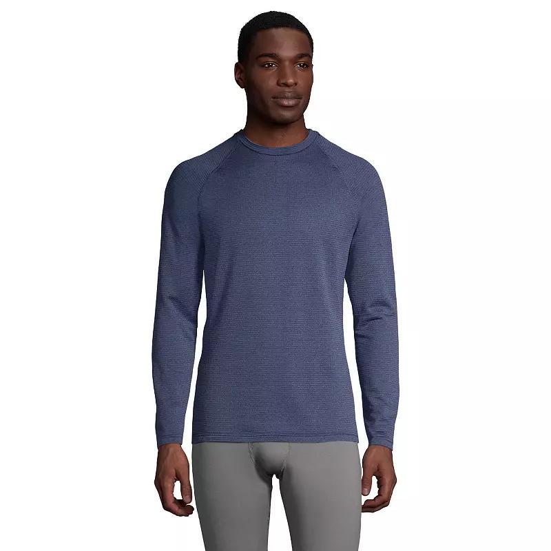Mens Lands End Stretch Thermaskin Long Underwear Crewneck Base Layer Top Light Blue Product Image