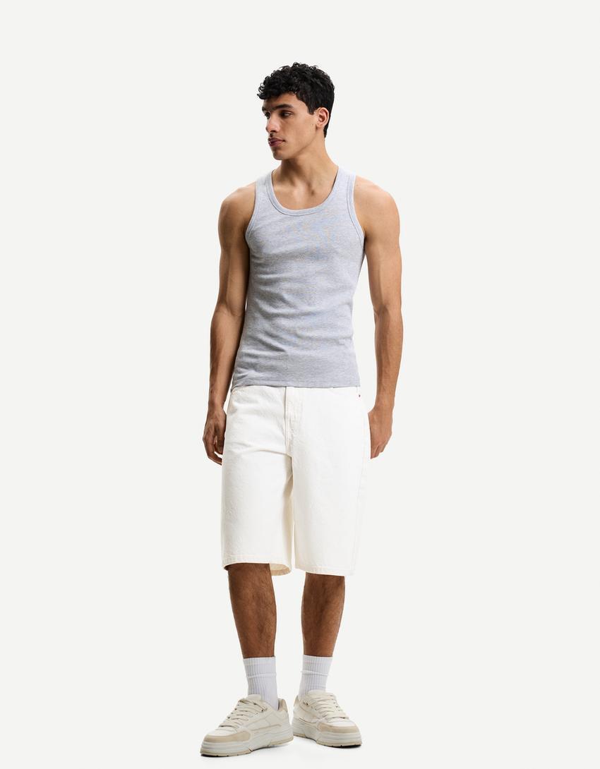 Baggy denim Bermuda shorts Product Image