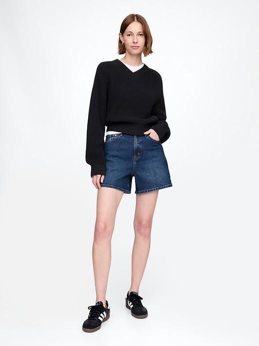 4.75" High Rise A-Line Denim Short Product Image