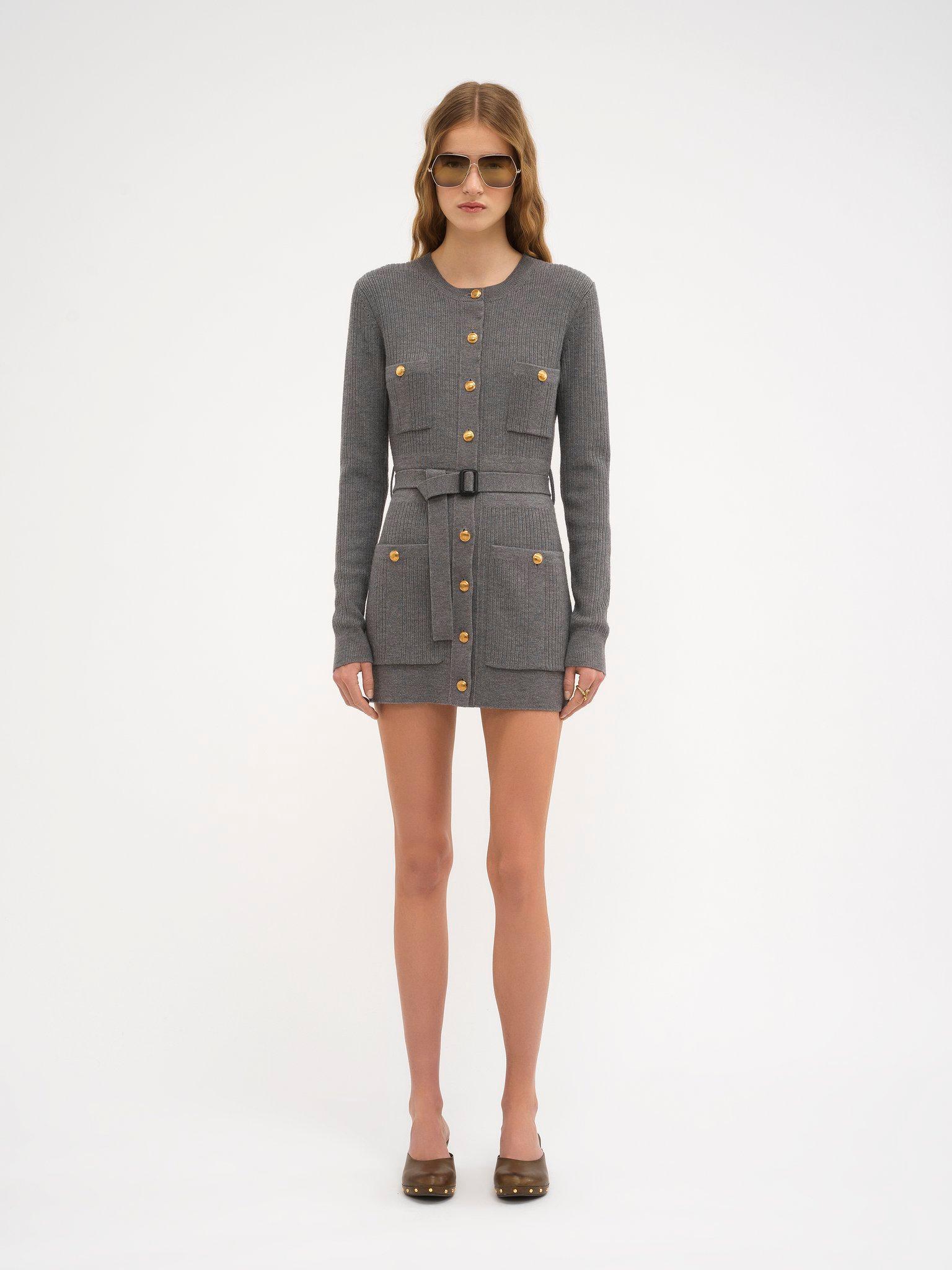 Long fitted cardigan in wool knit Product Image