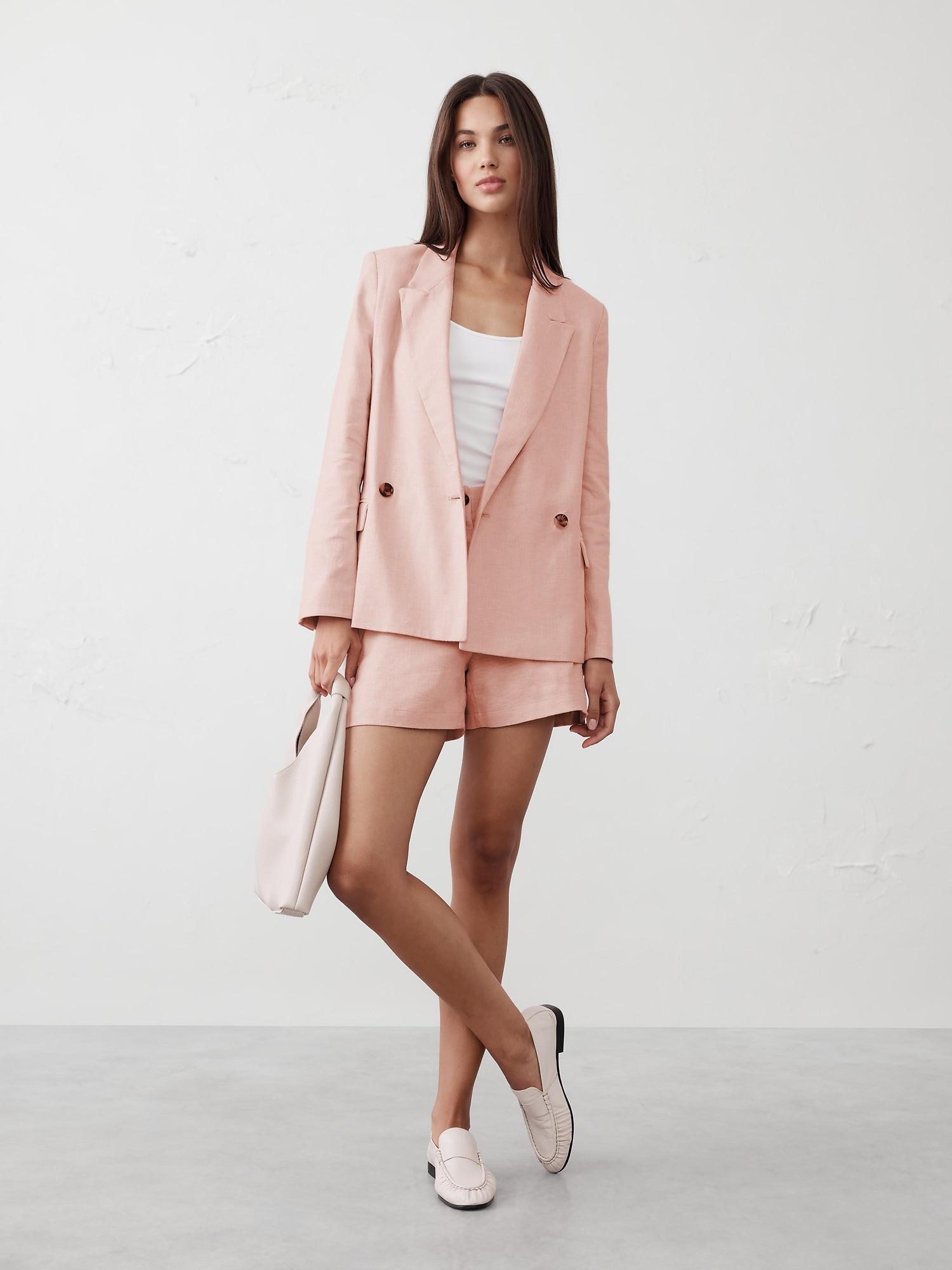 Linen-Blend Boyfriend Blazer Product Image