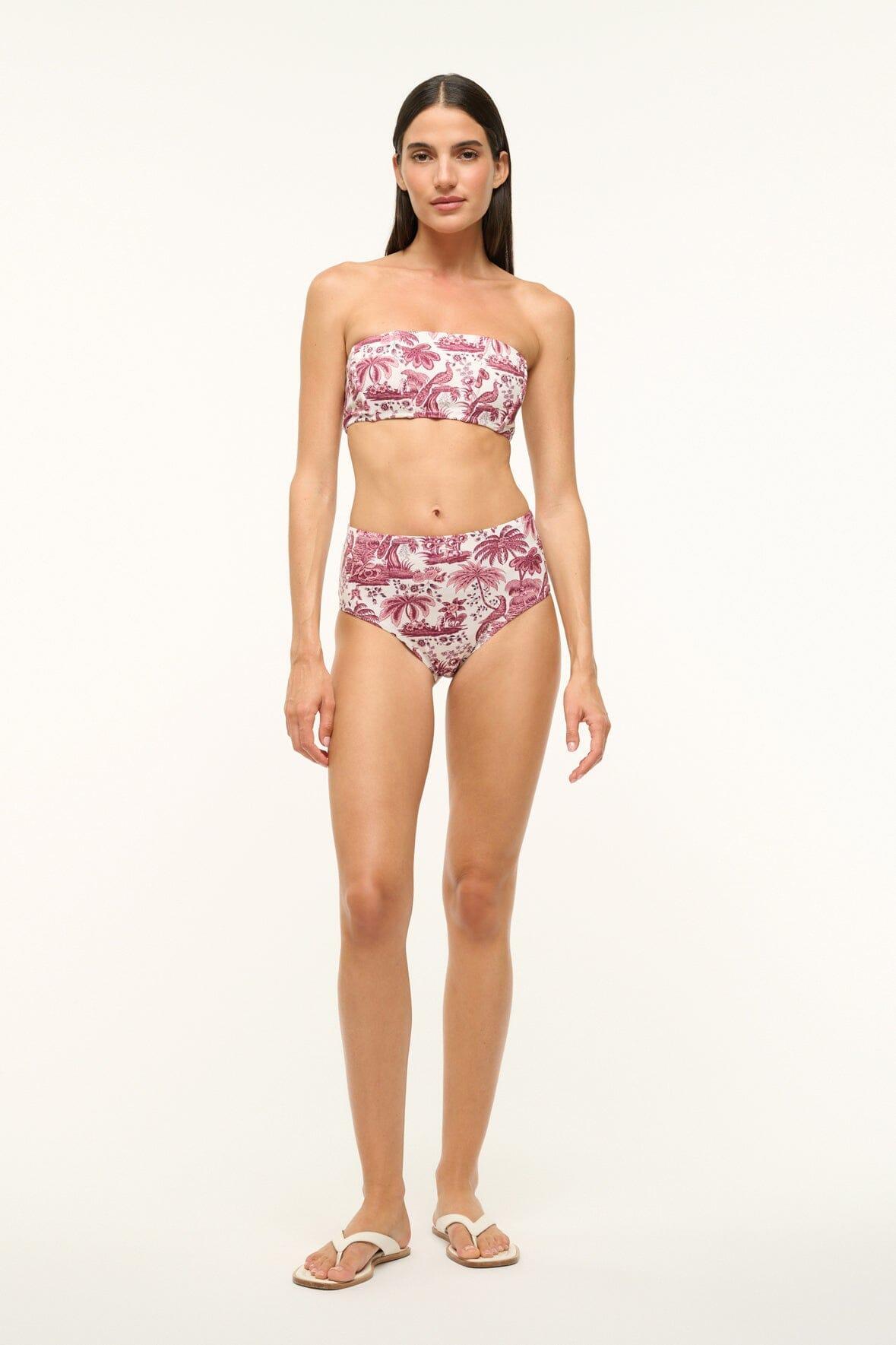 DEVON HIGH RISE BIKINI BOTTOM | BORDEAUX TOILE Product Image