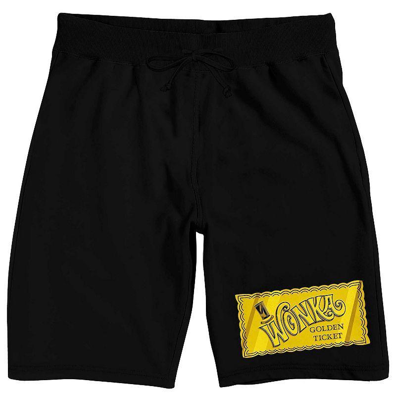 Men's Willy Wonka Golden Ticket Sleep Shorts, Size: XXL, Black Product Image