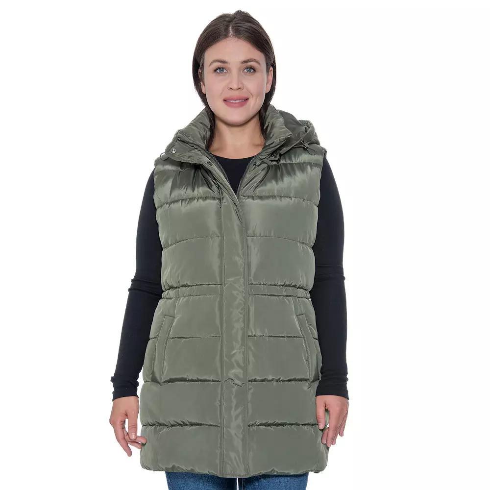 Plus Size Sebby Collection Puffer Vest, Women's, Size: 1XL, Green Product Image