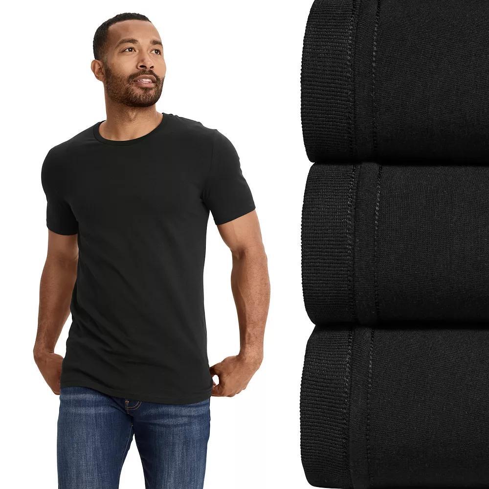 Men's Jockey 3-Pack Cotton Stretch Crew Neck Undershirt, Size: Small, Black Product Image