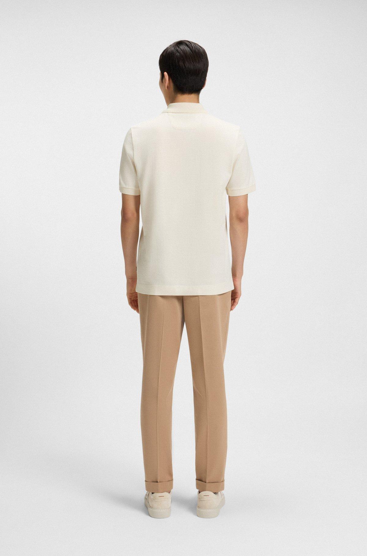 BOSS - Slim-fit polo shirt in mercerized-cotton jacquard - White Product Image