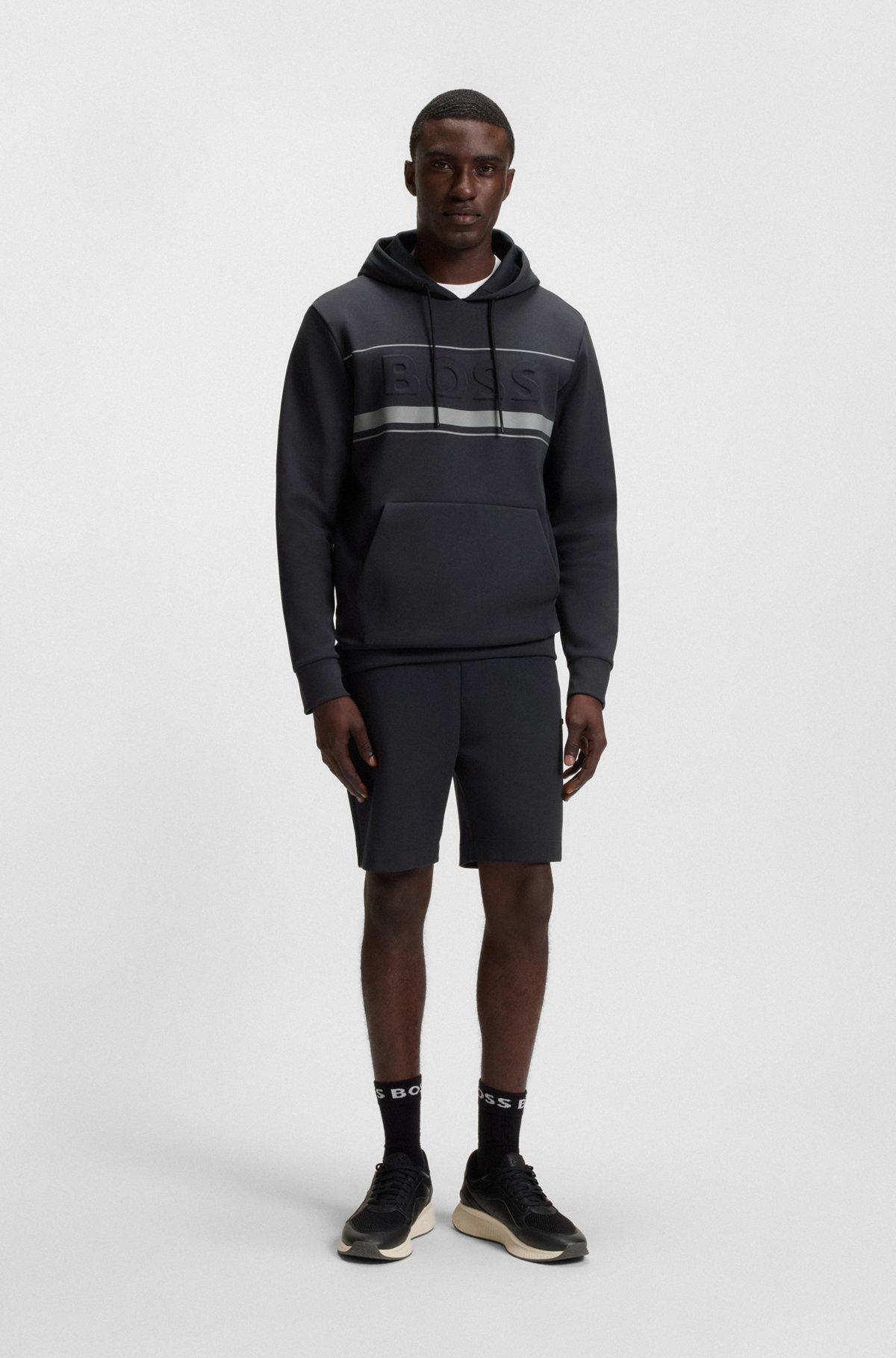 BOSS - Hoodie with stripe details - Dark Blue Product Image