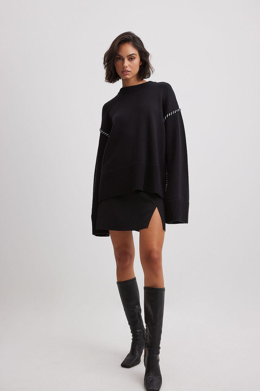 Oversized Stitch Detailed Knitted Sweater Product Image