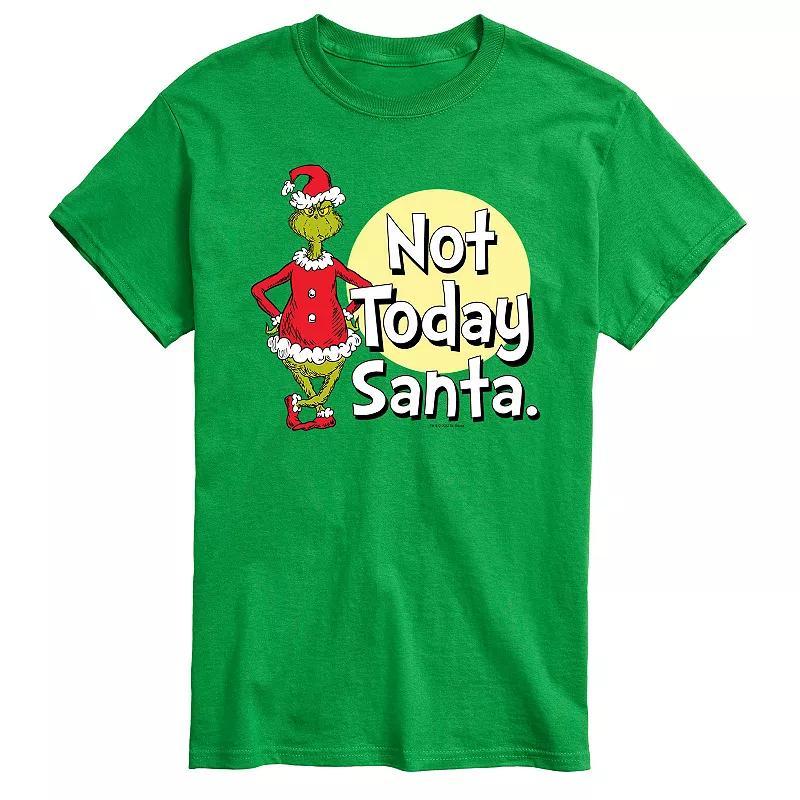 Men's Dr. Seuss Grinch Not Today Santa Tee, Size: Large, Gray Product Image