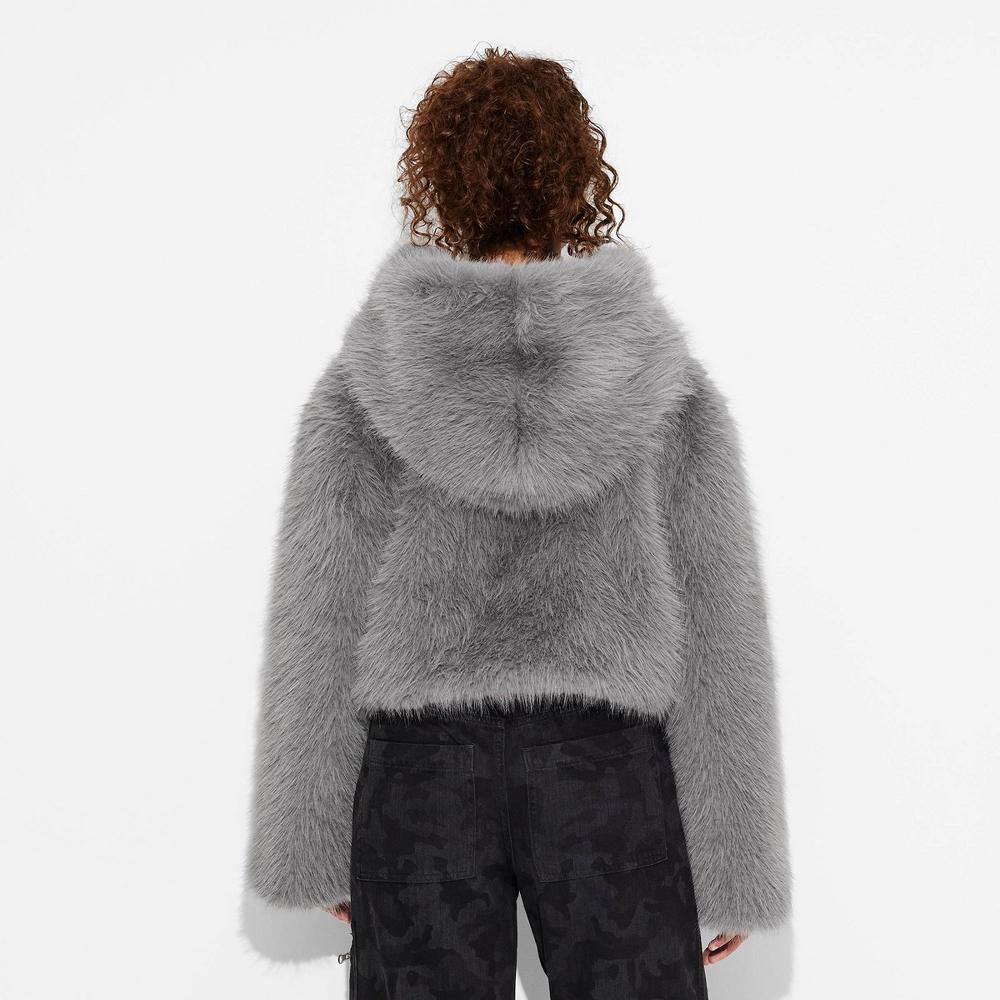 Womens Cropped Hooded Faux Fur Jacket - Wild Fable Product Image