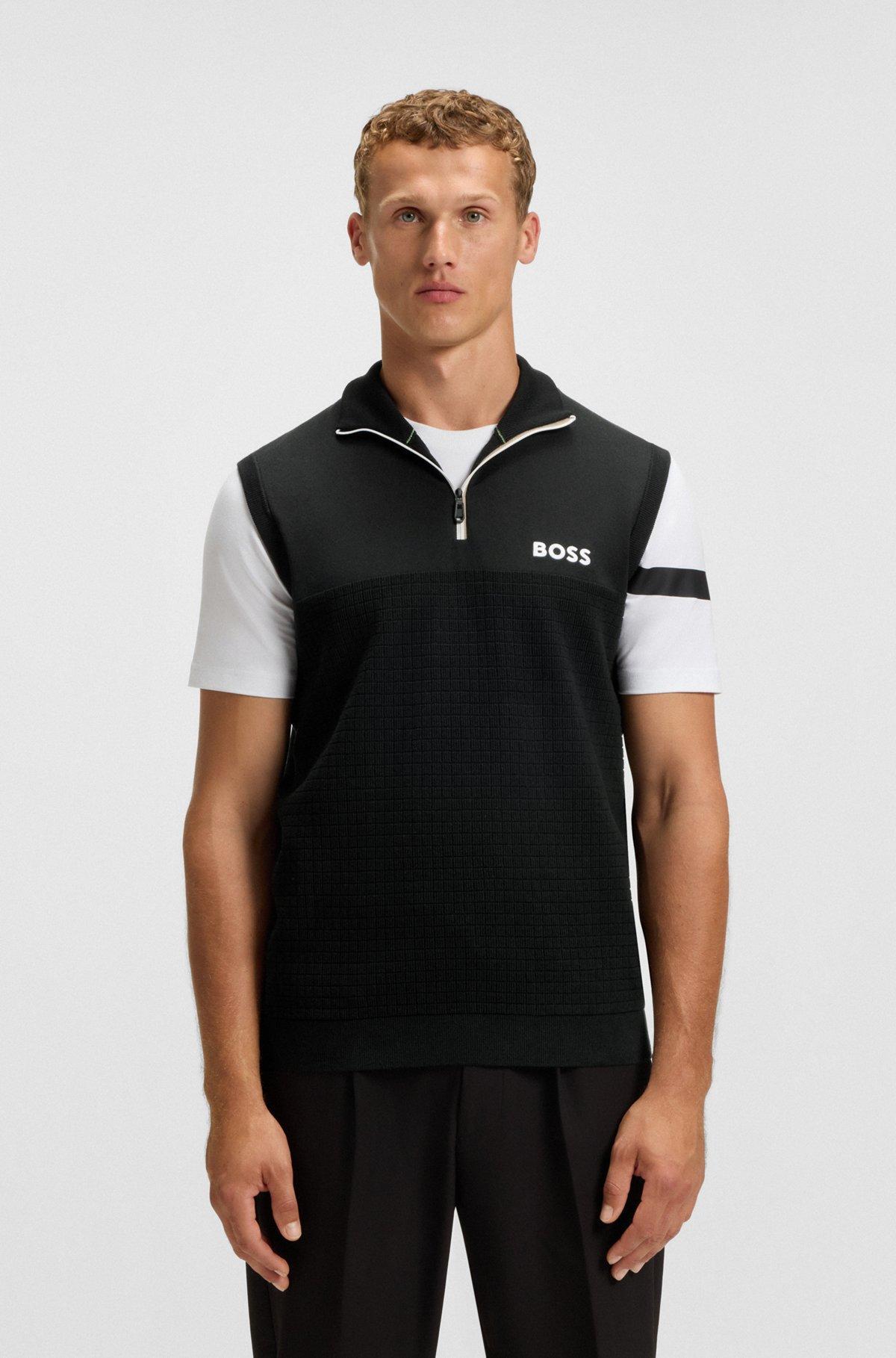 Zipper-neck sweater in a stretch-cotton blend Product Image