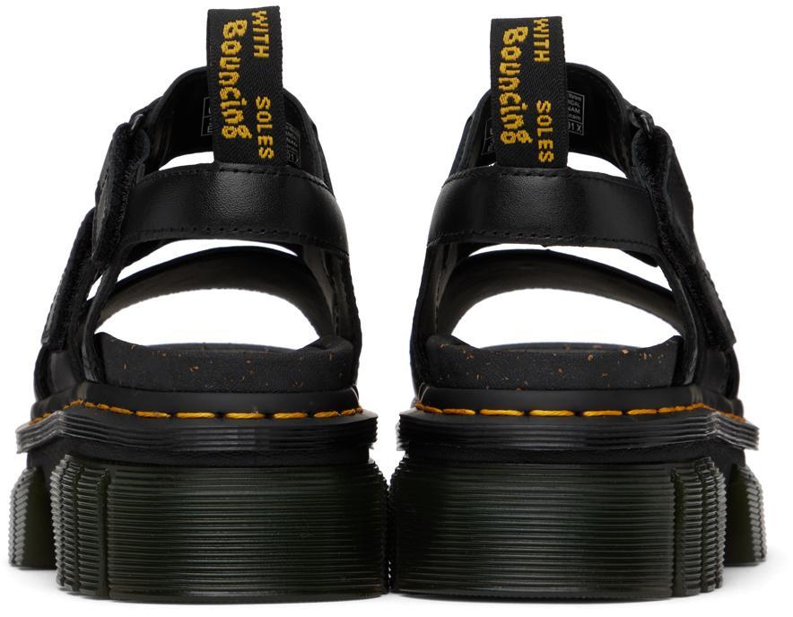 DR. MARTENS' Black Ricki Leather 3-strap Platform Sandals In Black Nappa Lux Product Image