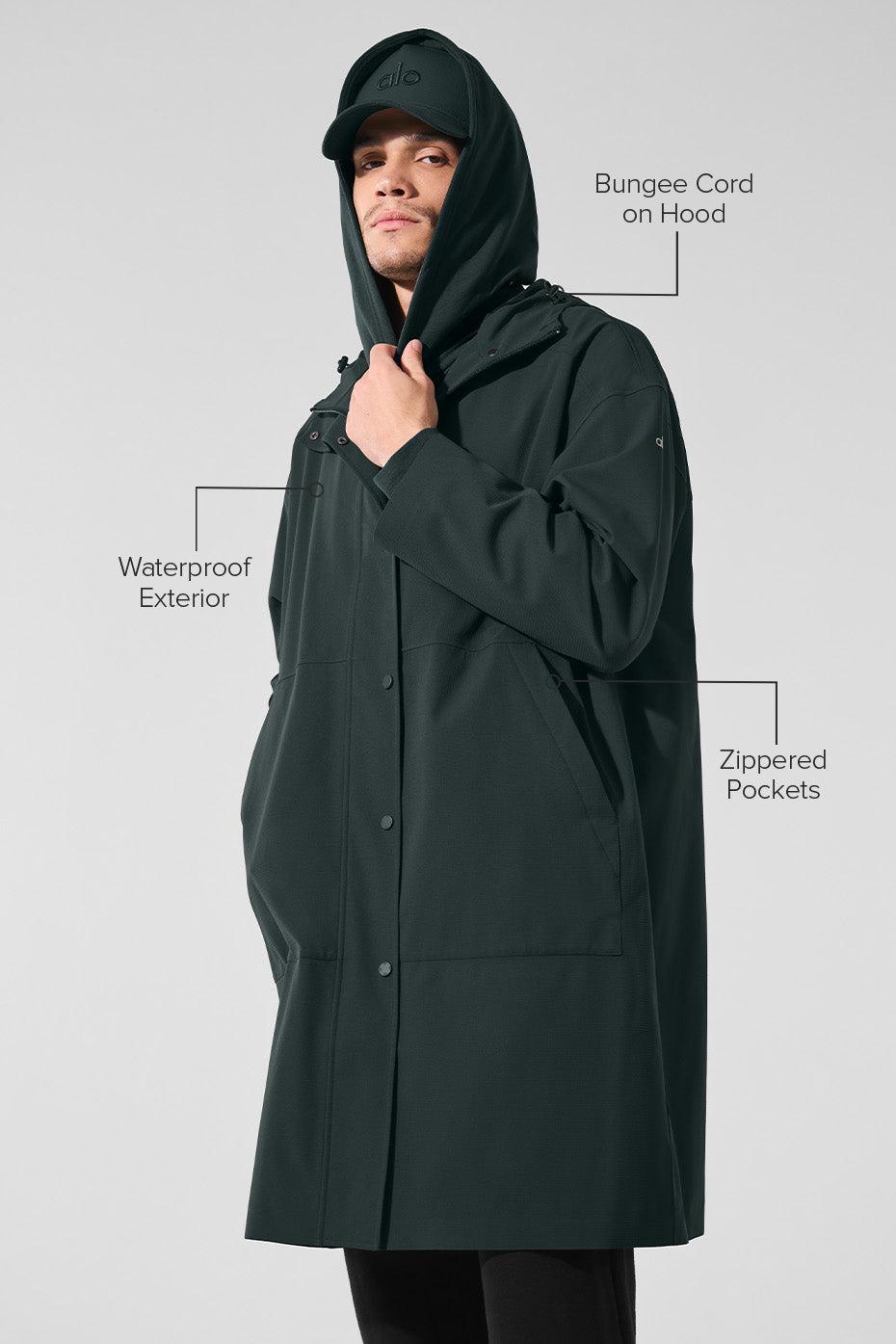 Rain Or Shine Long Coat - Charcoal Green Product Image