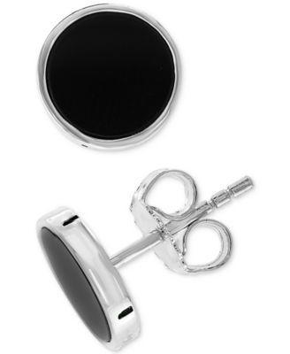 Effy Mens Onyx (8mm) Stud Earrings in Sterling Silver Product Image